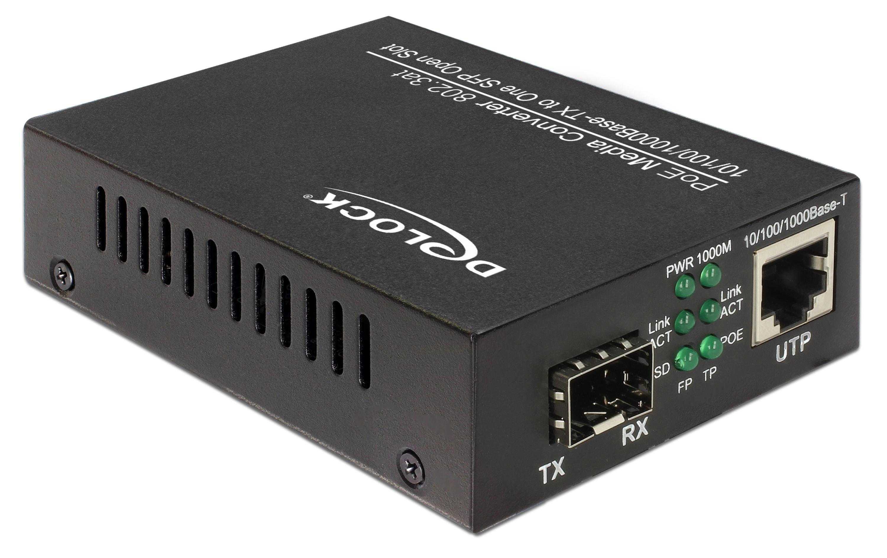 Delock Medienkonverter SFP - RJ45 1Gbps mit PoE+