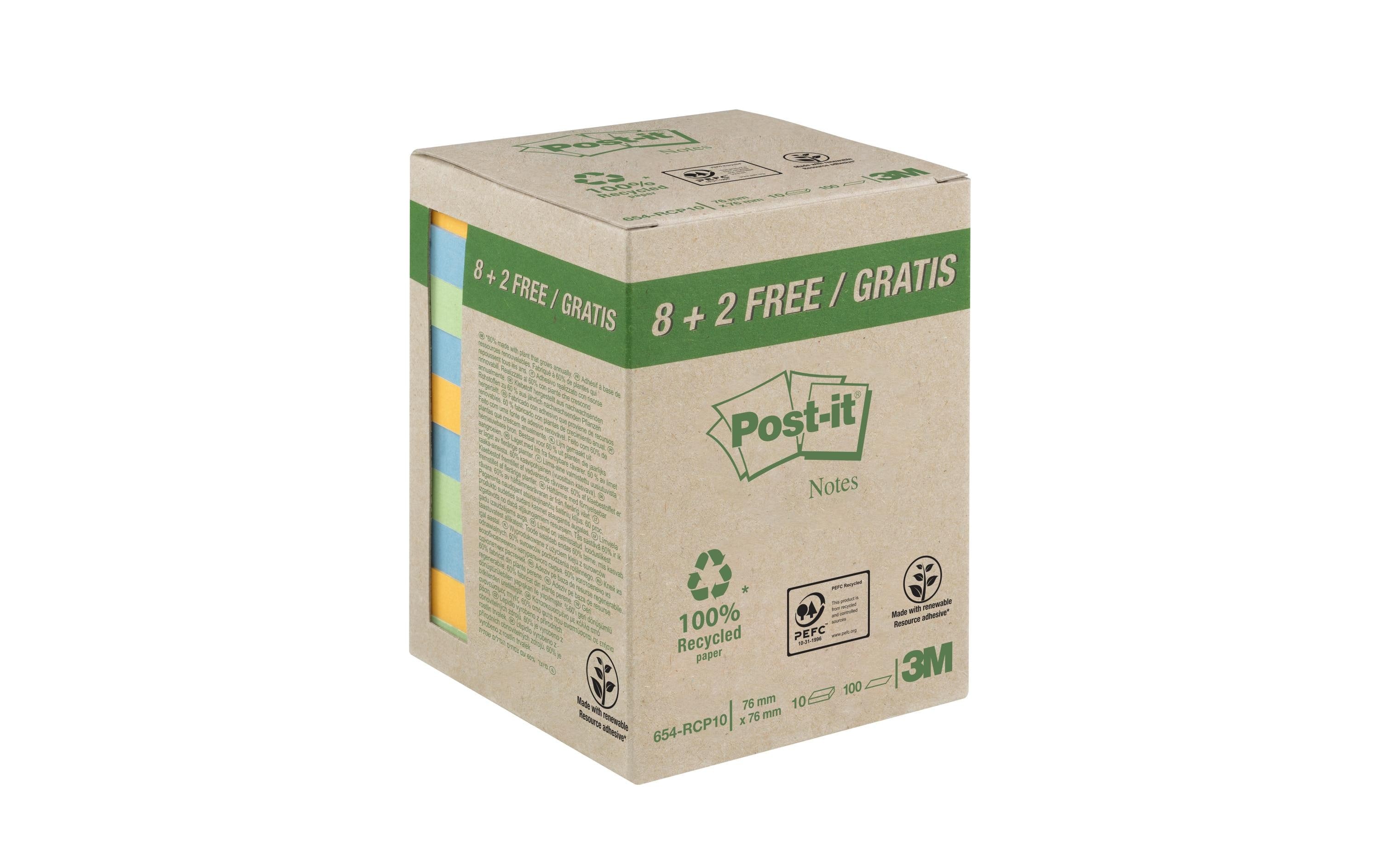 Post-it Notizzettel Post-it Recycling Notes 7.6 cm x 7.6 cm