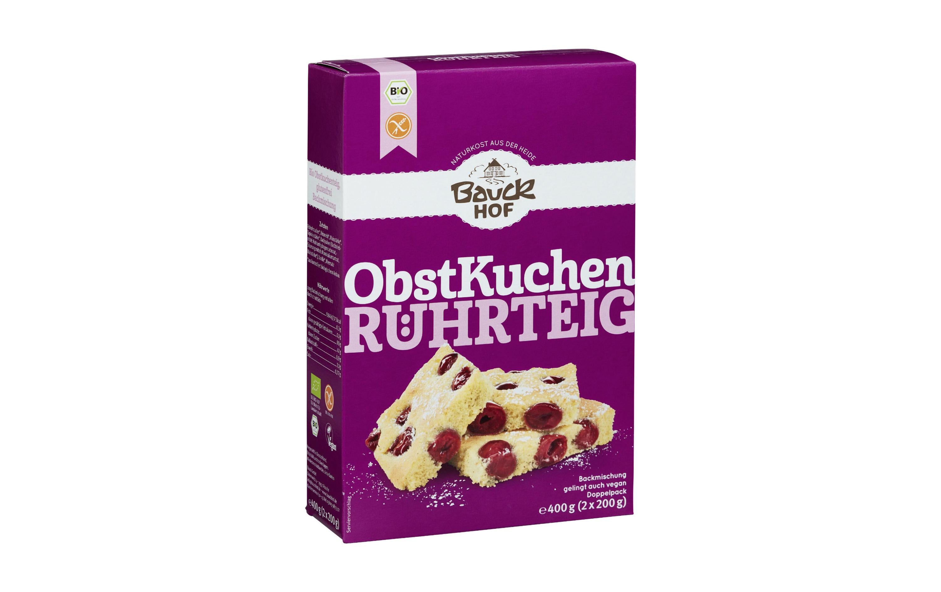 Bauck Mühle Backmischung Bio  Obstkuchenteig glutenfrei 400 g