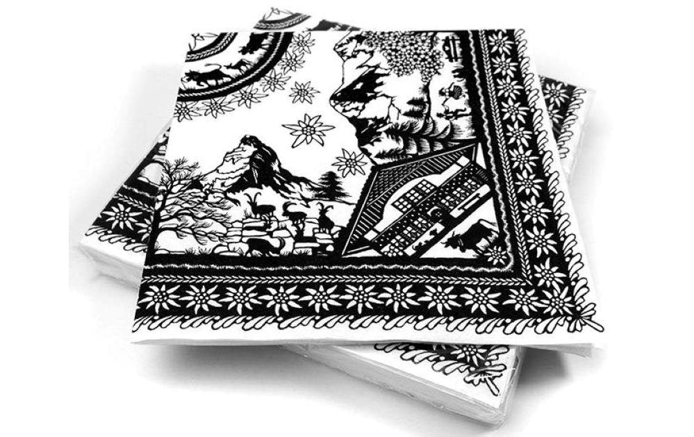 Trendform Papierservietten Swiss Tradition 20 Stück, Schwarz/Weiss