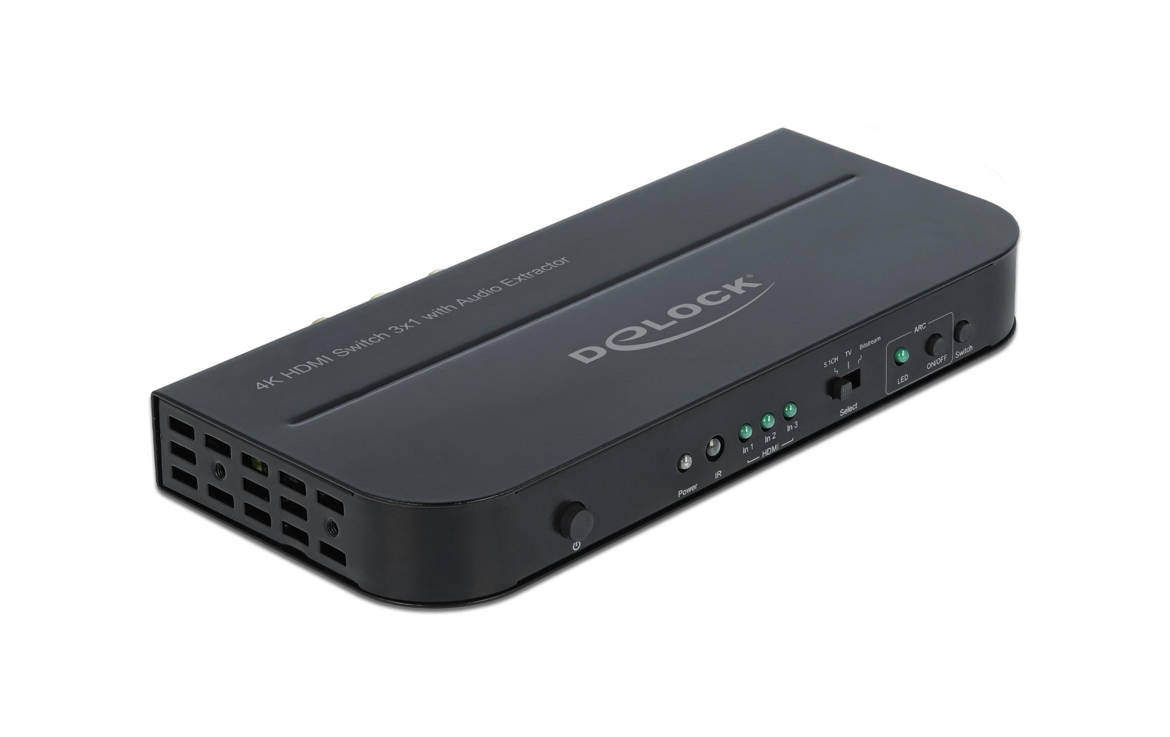 Delock Umschalter 3 Port HDMI, inkl. Audio Extraktor HDMI