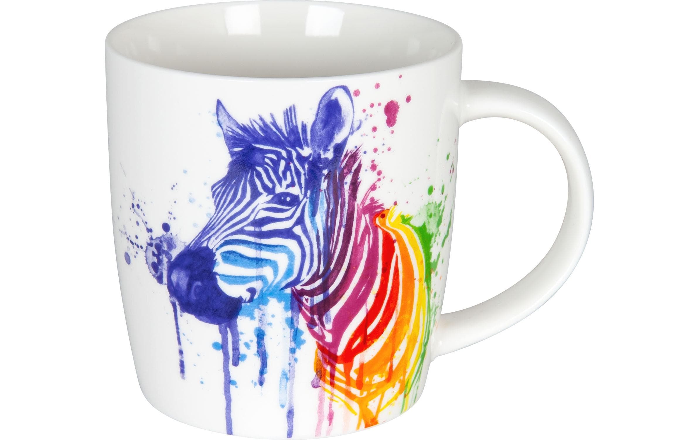Könitz Kaffeetasse Zebra watercoloured Animals 350 ml, Weiss
