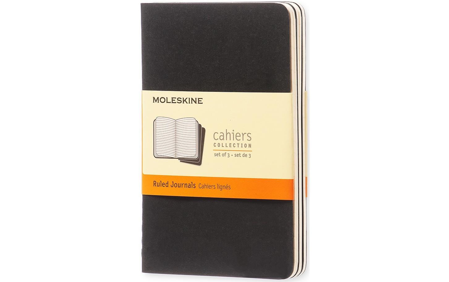 Moleskine Notizbuch A6 Liniert, Schwarz, 3-teilig