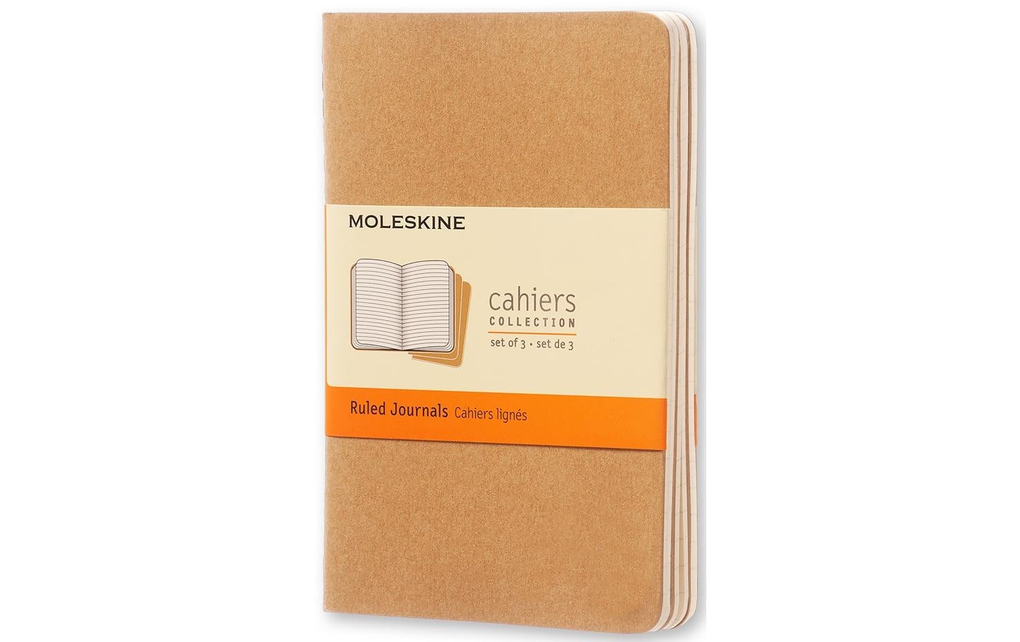 Moleskine Notizbuch A6 Liniert, Hellbraun, 3-teilig