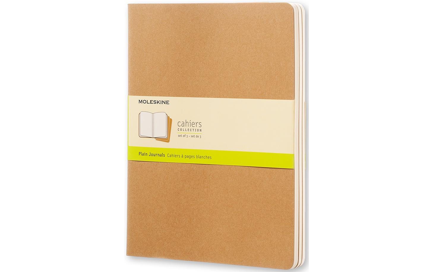 Moleskine Notizbuch XL Blanko, Hellbraun, 3er Set