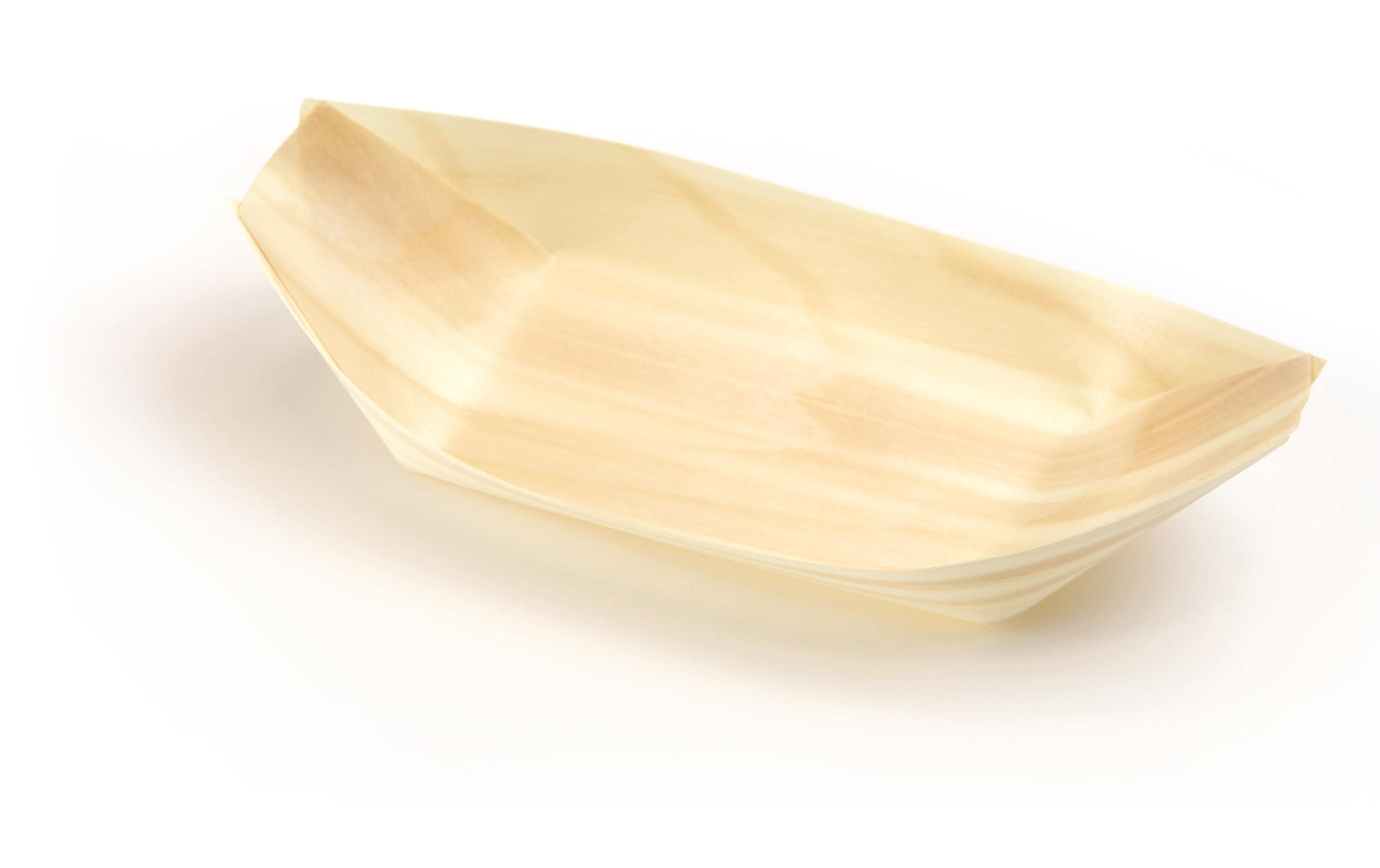 Sier Fingerfood-Schale Holzboot 11 x 21.5 cm, 50 Stück