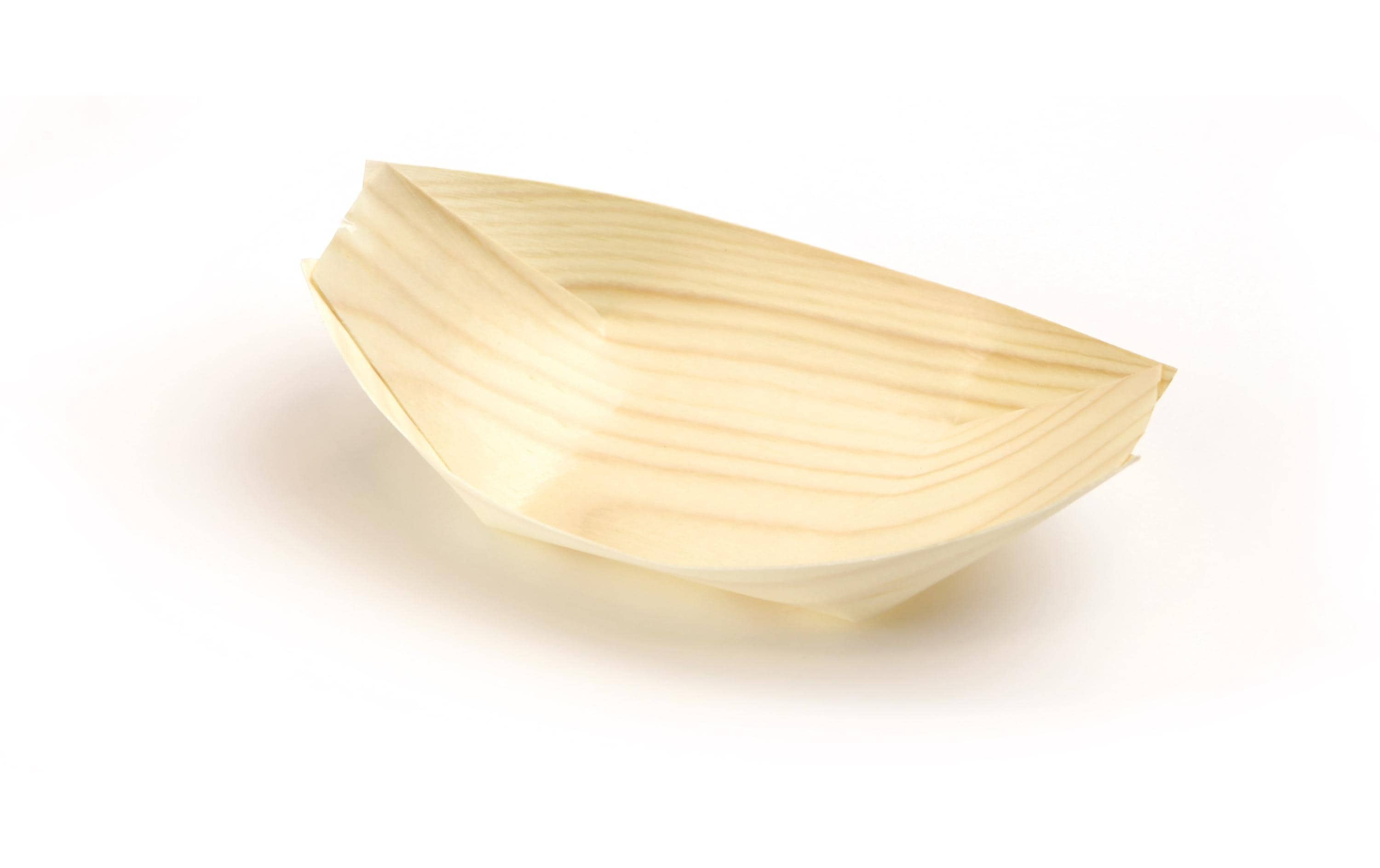 Sier Fingerfood-Schale Holzboot 8.5 x 17 cm, 50 Stück