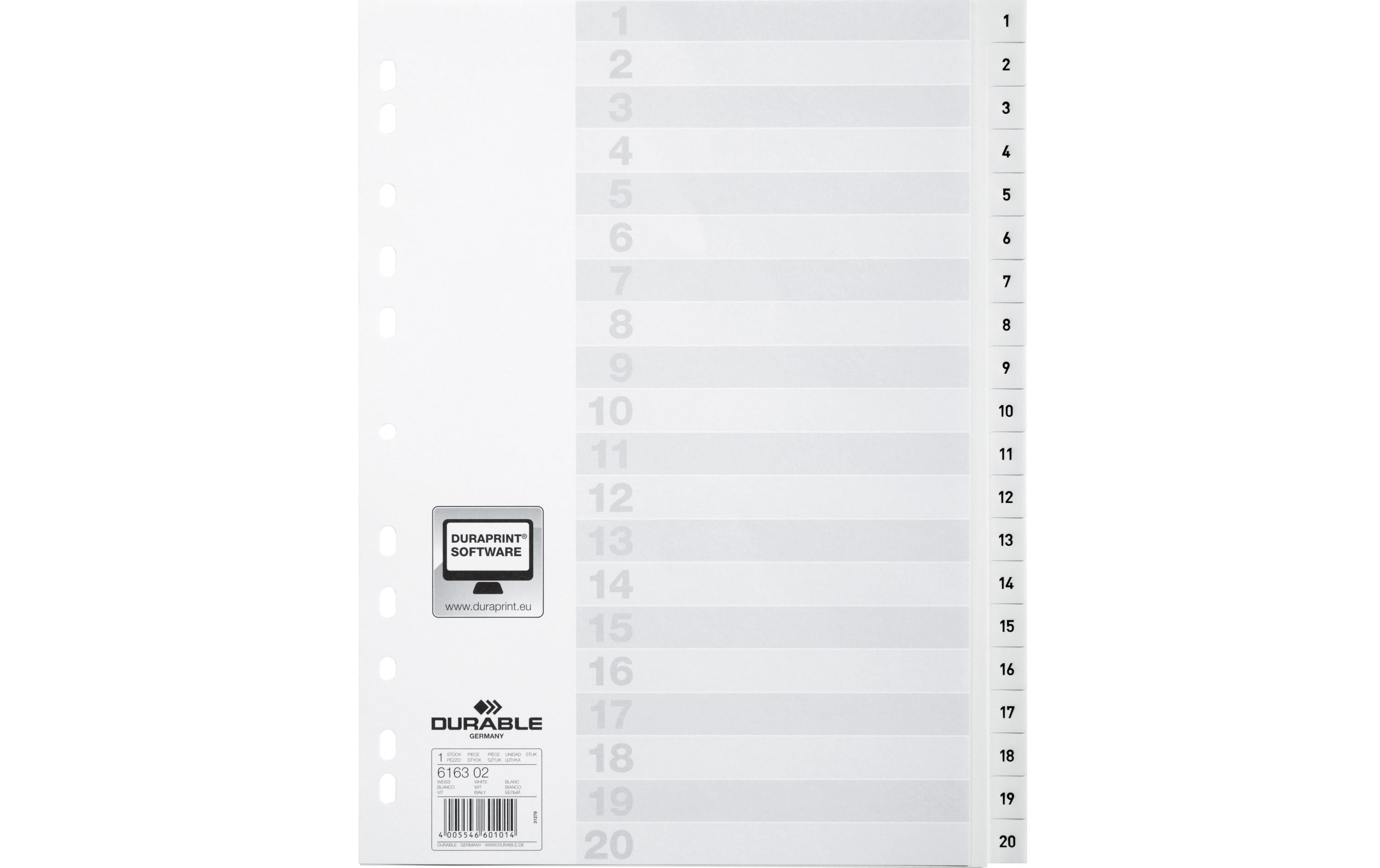 DURABLE Register A4 1-20, mit Indexblatt