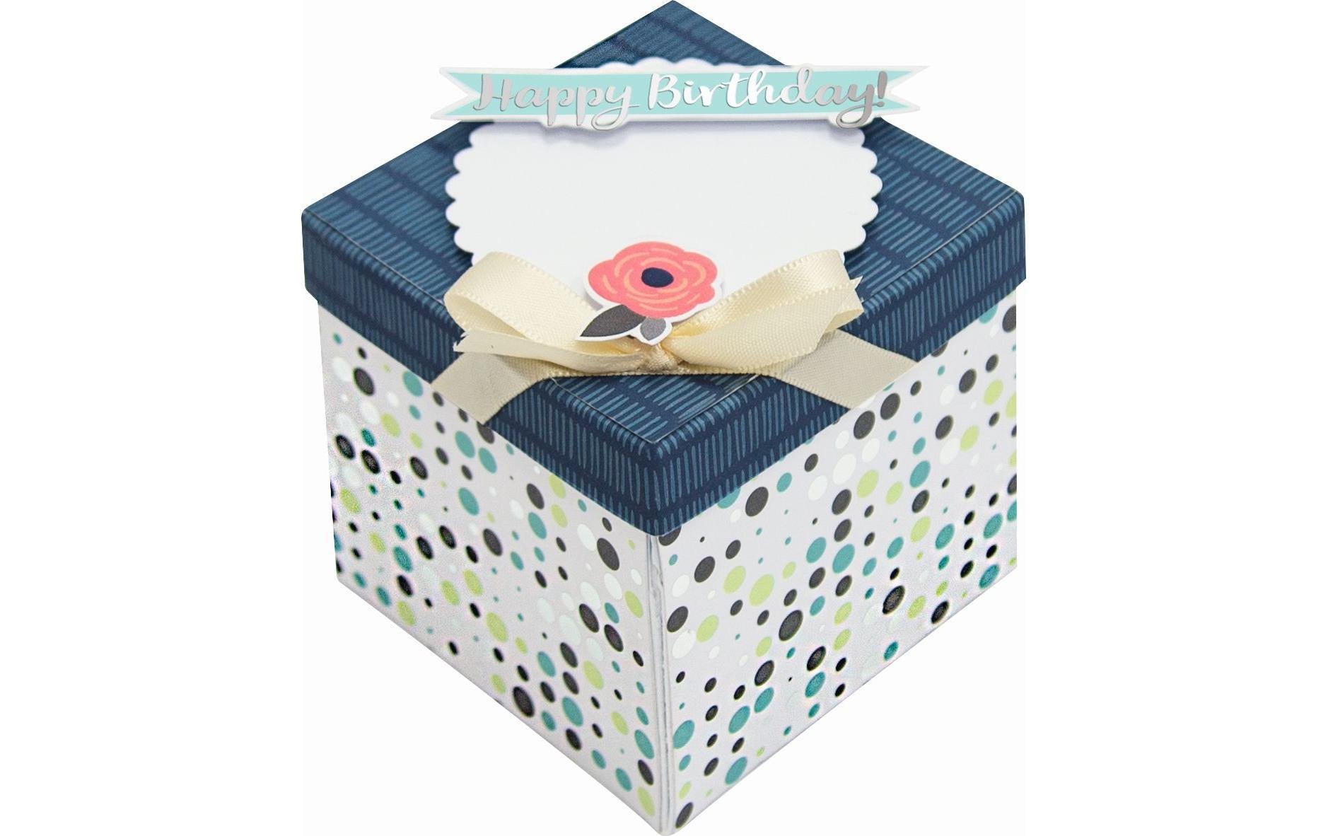 Folia Geschenkbox Explosionsbox Party Dunkelblau, 25.00 x 25.00 cm