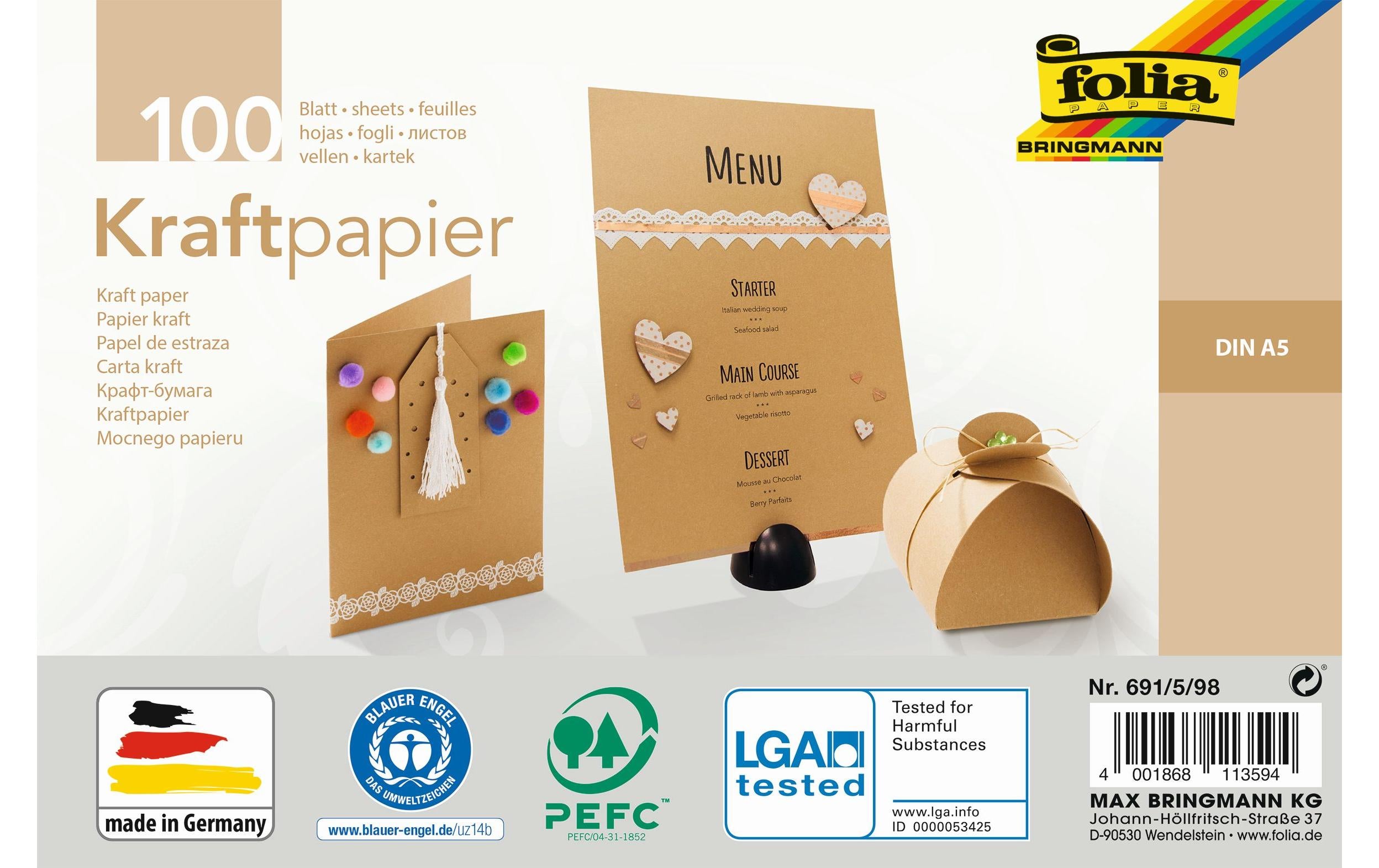 Folia Kraftkarton Motivblock Kraftpapier A5 120 g/m²