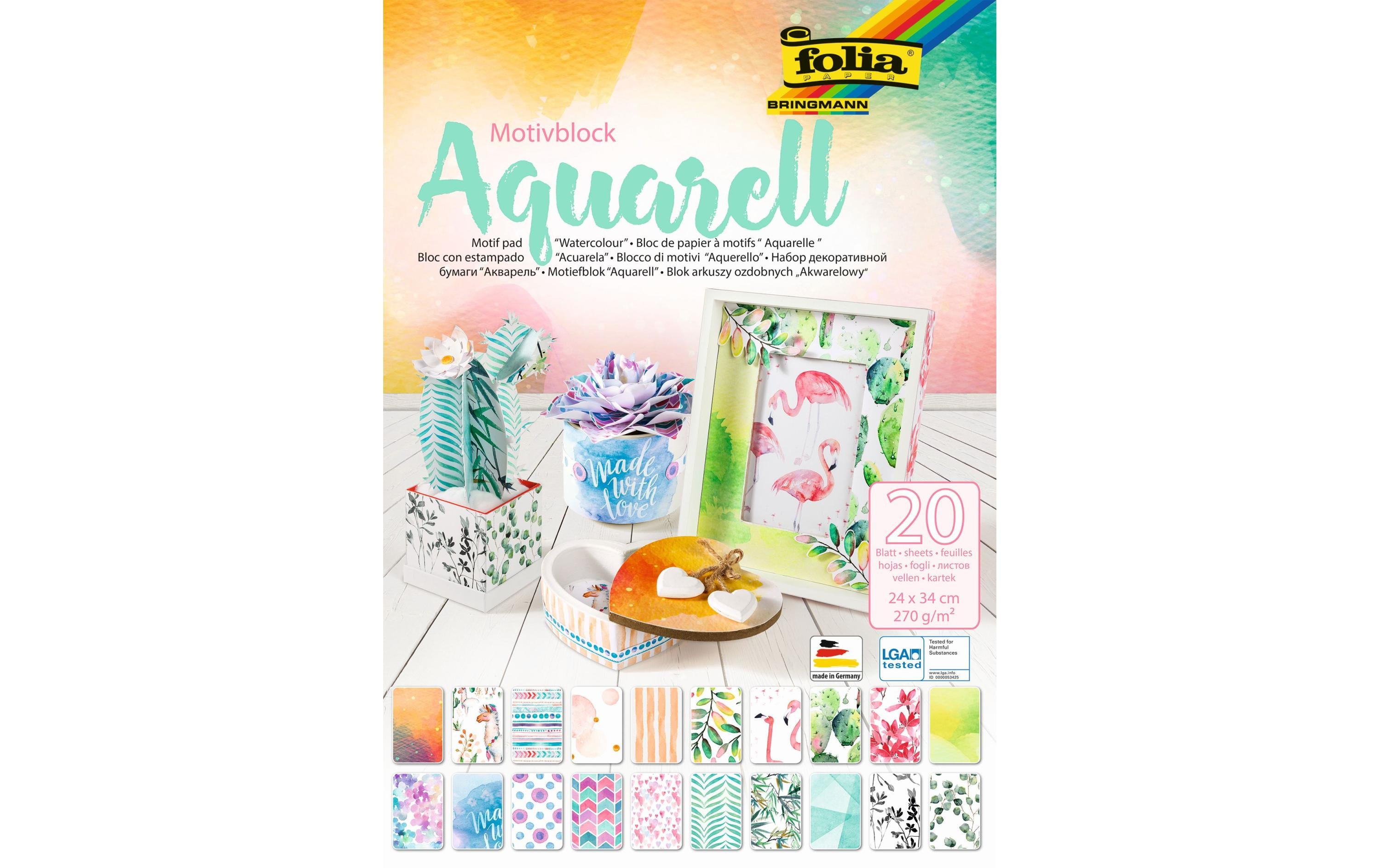 Folia Motivblock Aquarell, 24 x 34 cm 20 Blatt
