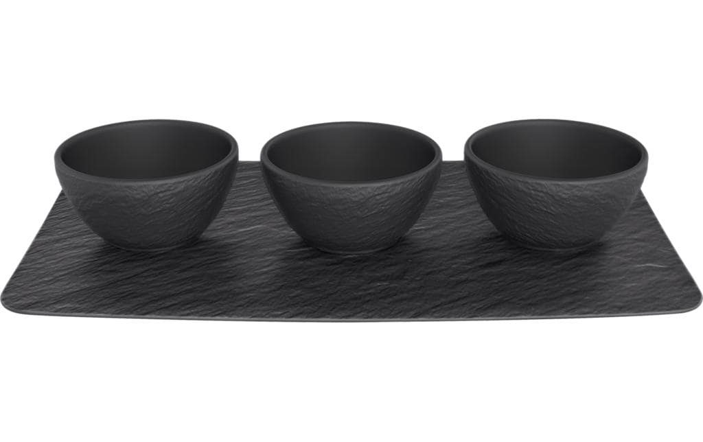 Villeroy & Boch Servierplatte mit Schälchen Manufacture Rock Schwarz