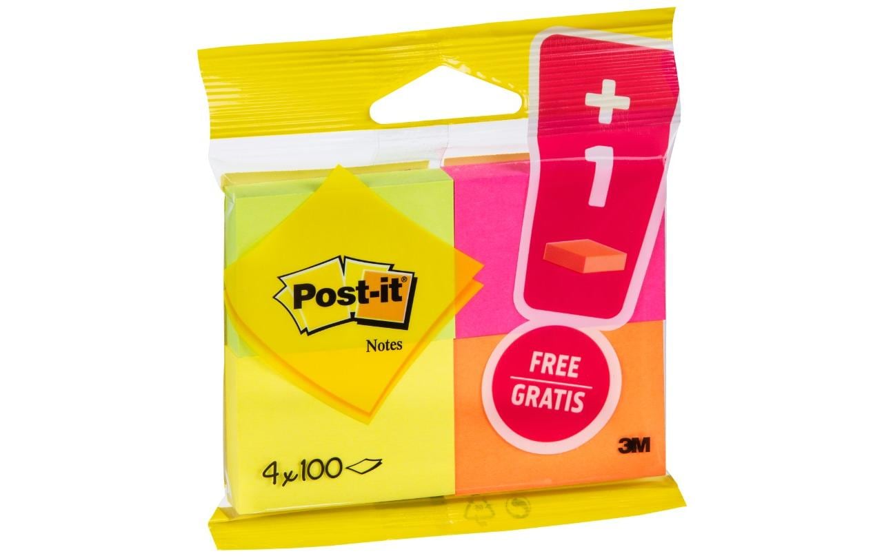 Post-it Notizzettel Post-it 5.1 x 3.8 cm, 4 Blöcke à 100 Blatt