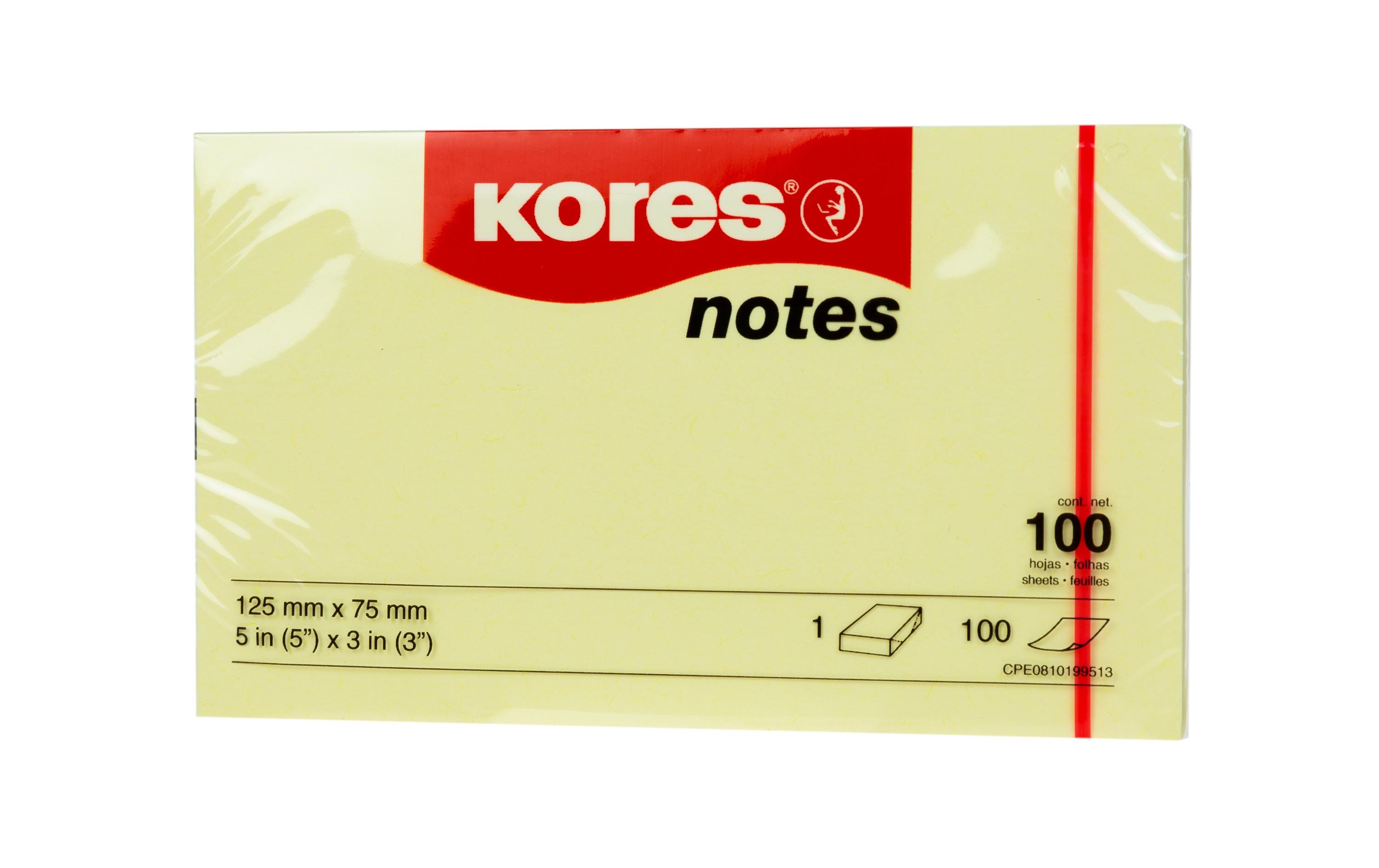 Kores Notizzettel 12575, 12.5 x 7.5 cm, 12 Blöcke, Gelb