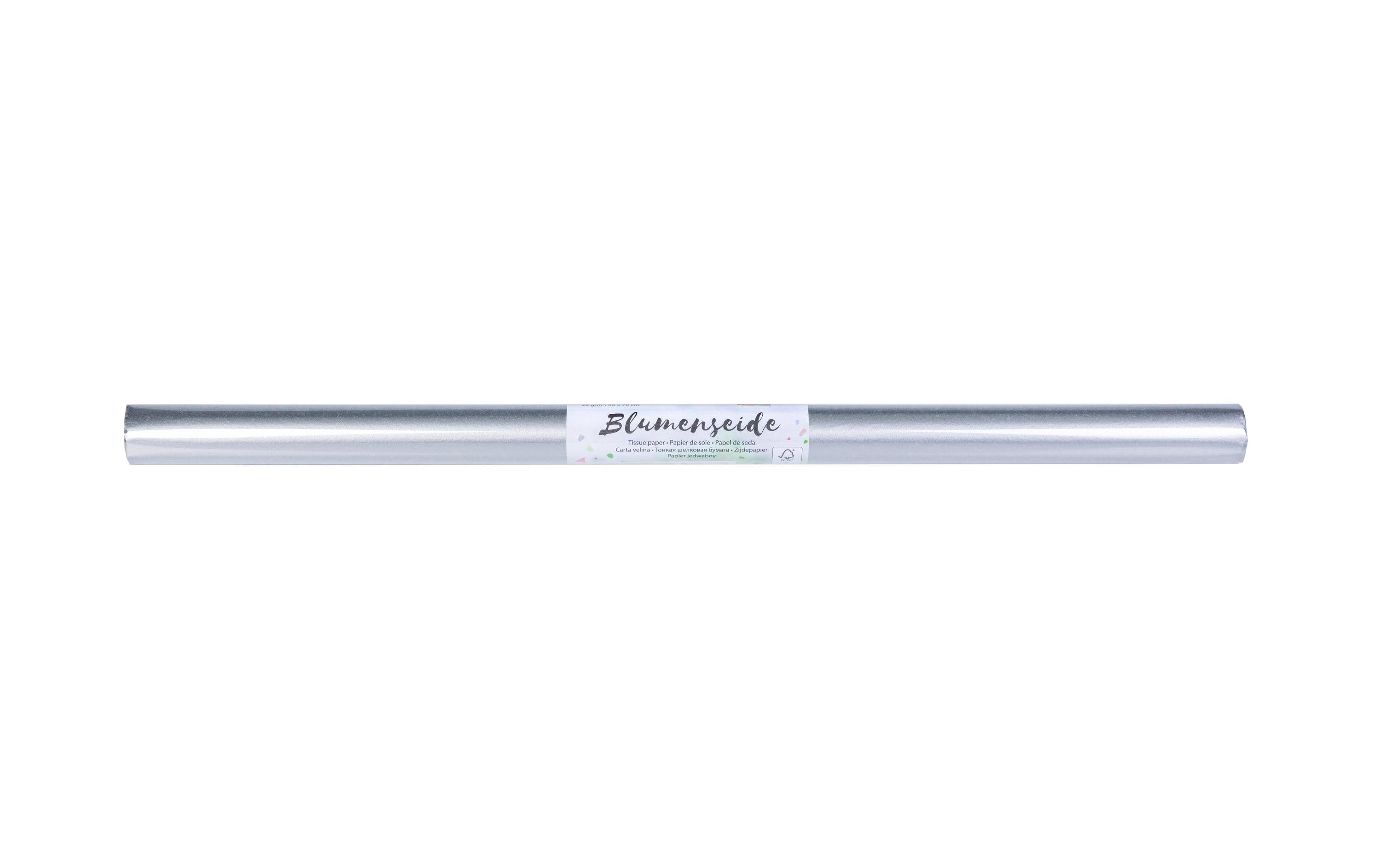 Folia Seidenpapier Blumenseide, 50 x 70 cm Silber