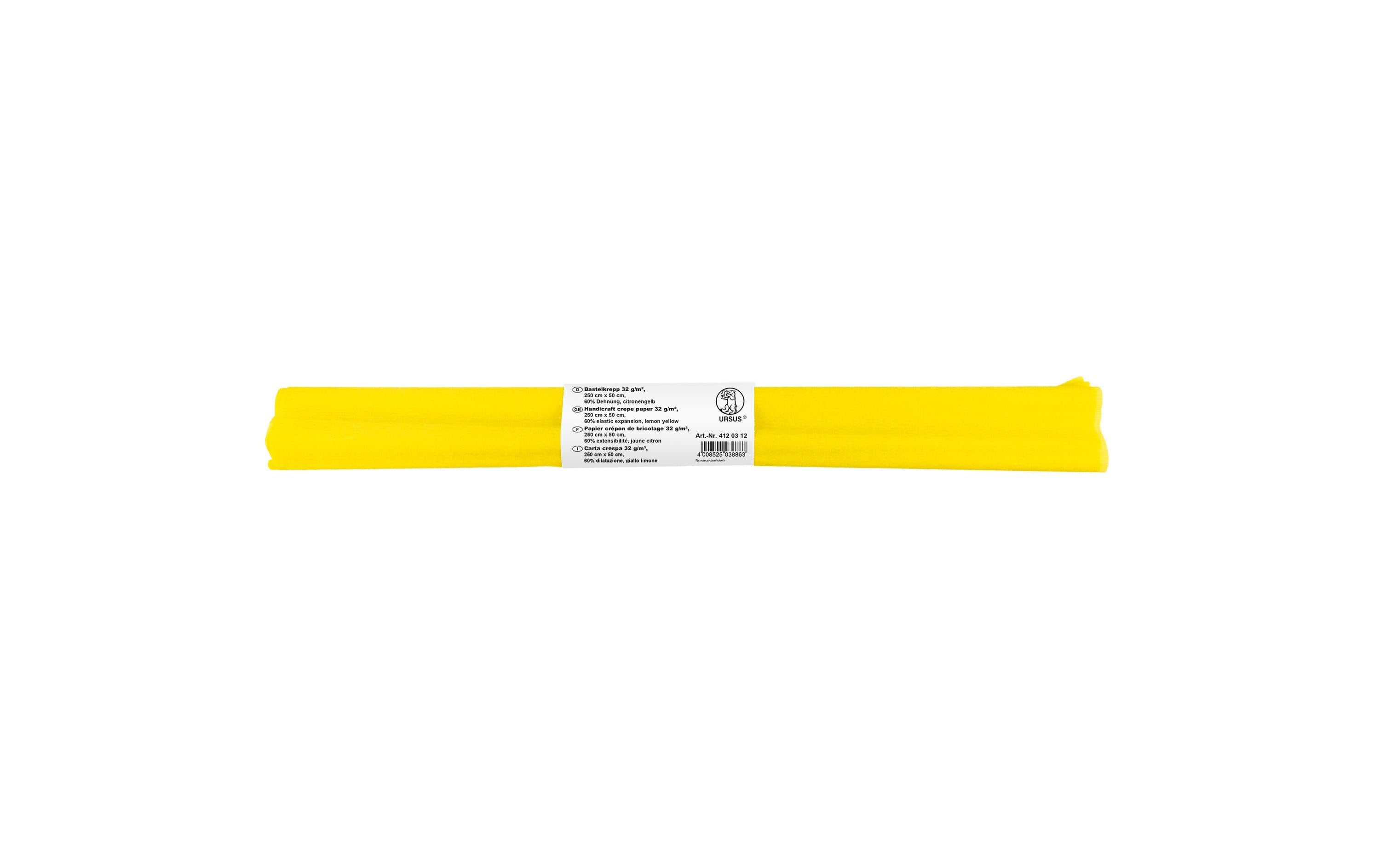 URSUS Krepppapier 50 cm x 2.5 m, 32 g/m², Zitronengelb