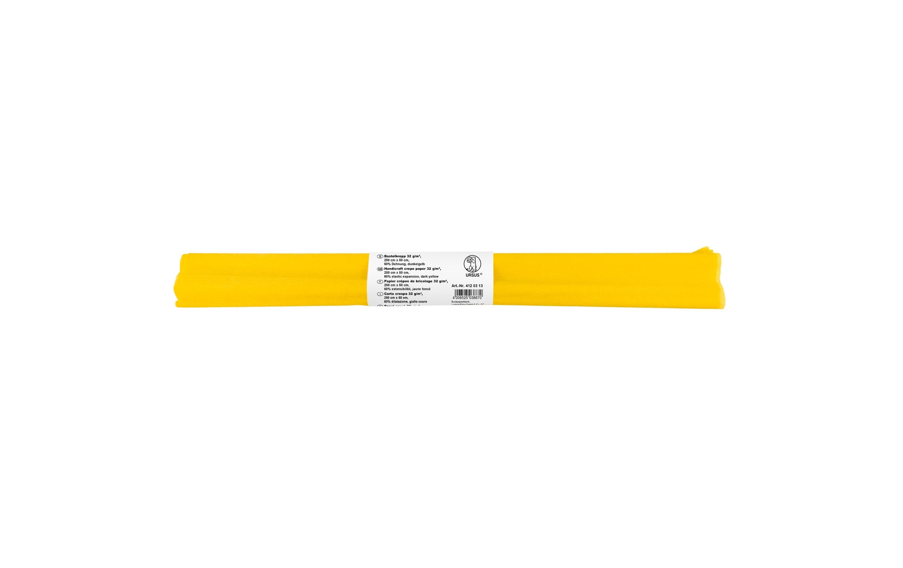 URSUS Krepppapier 50 cm x 2.5 m, 32 g/m², Dunkelgelb