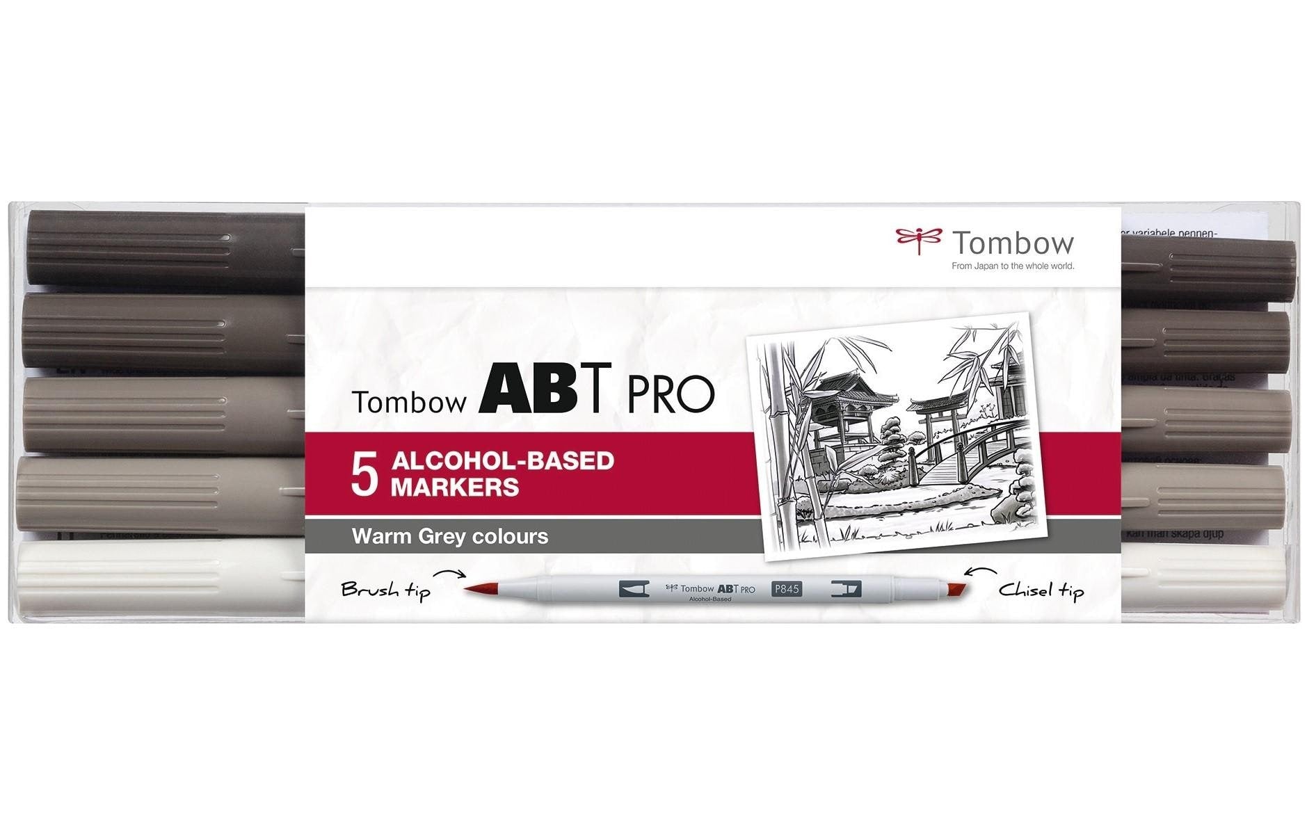 Tombow Brushpen Warm Grey Colours, Box, 5er-Set