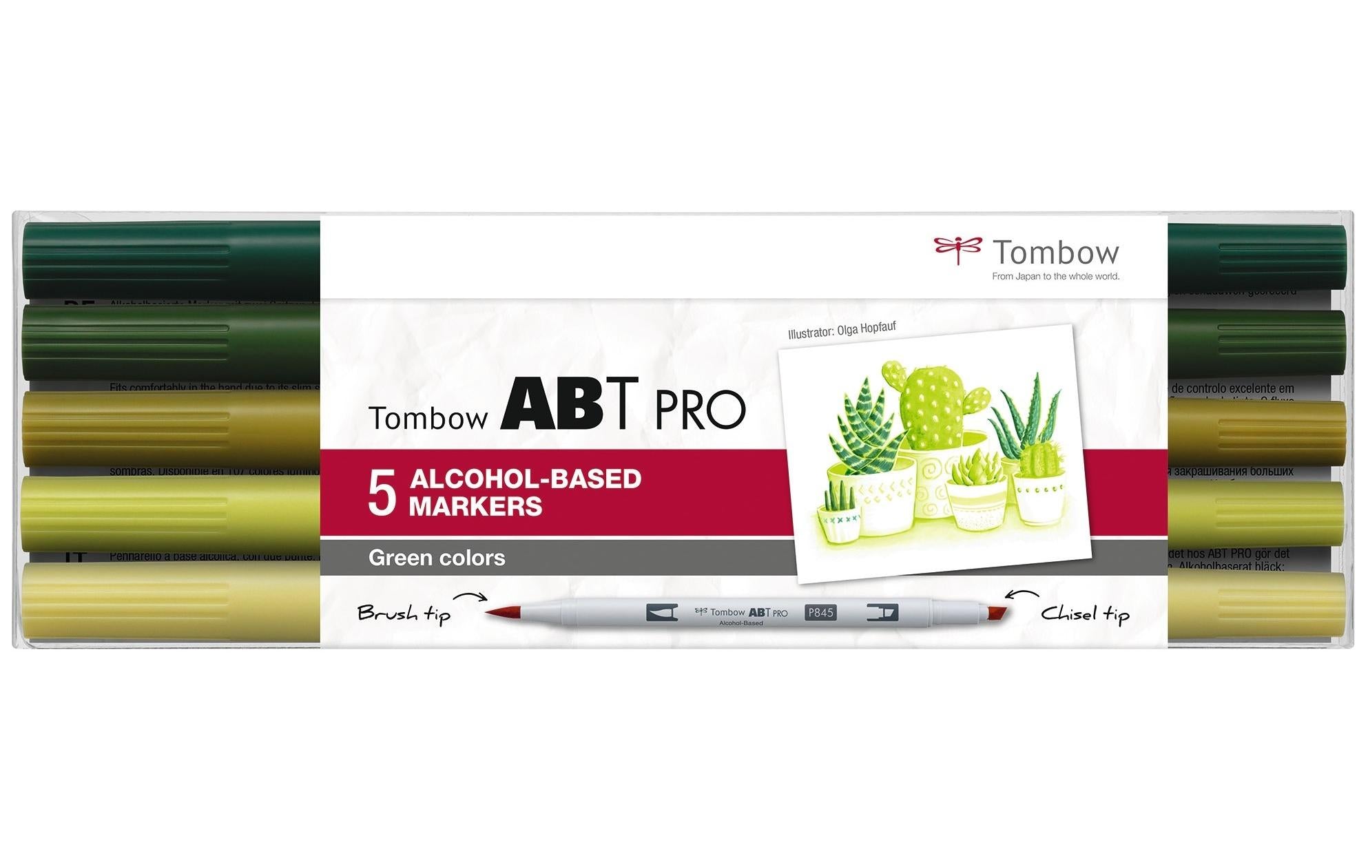 Tombow Brushpen Green Colors, Box, 5er-Set