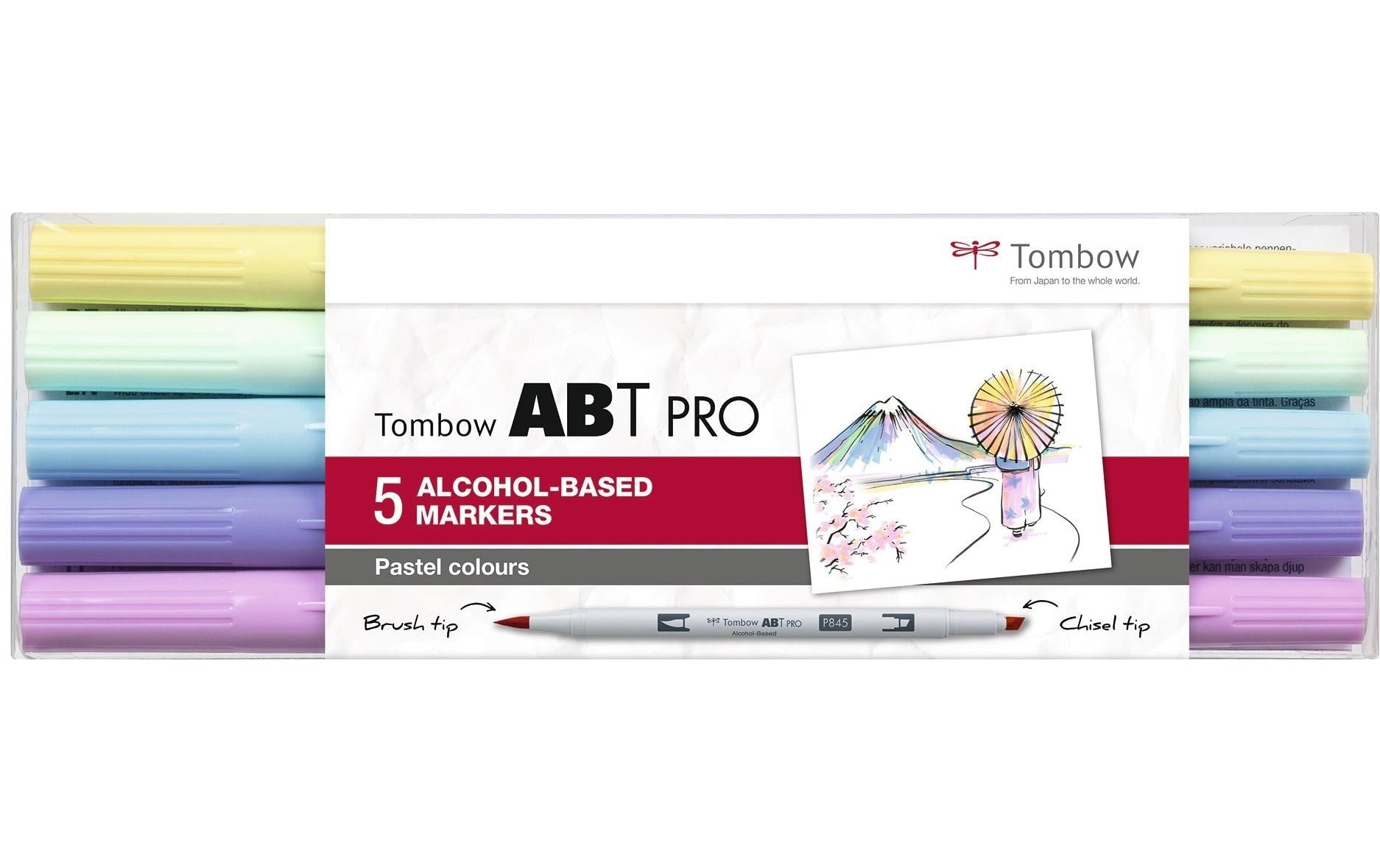Tombow Brushpen Pastel Colors, mit Box, 5er-Set