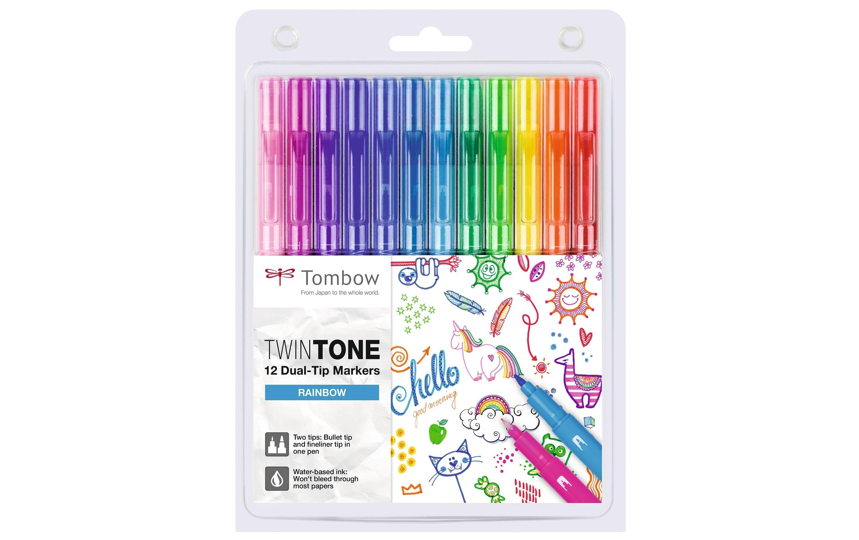 Tombow Brushpen Rainbow, 12er-Set, mit 2 Spitzen