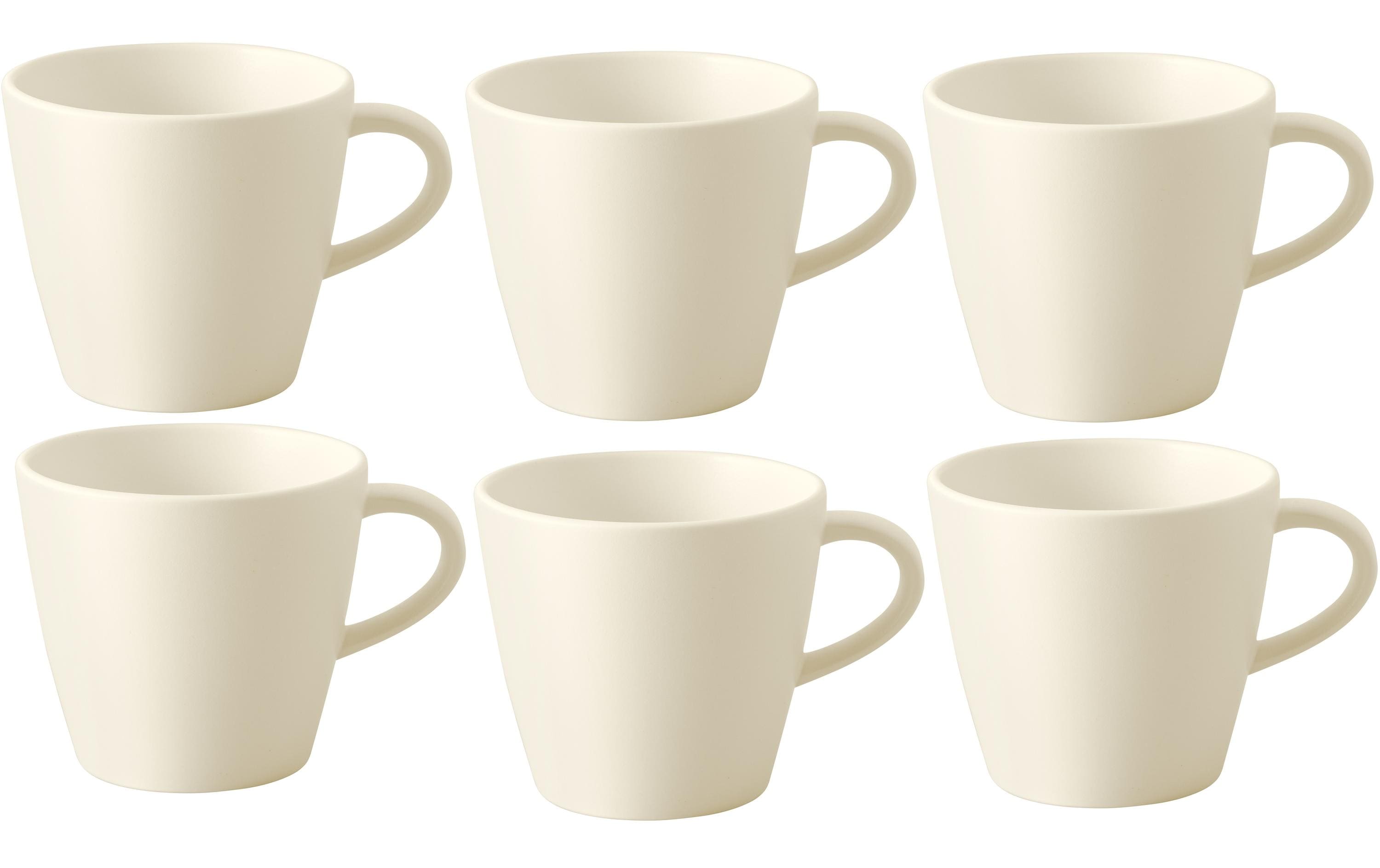 Villeroy & Boch Kaffeetasse Manufacture Rock 220 ml, 6 Stück, Crème/Weiss