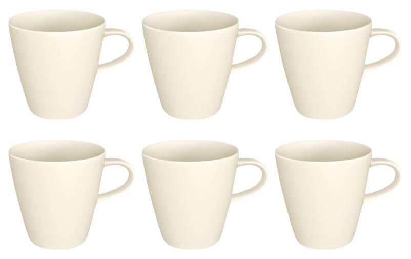 Villeroy & Boch Kaffeebecher Manufacture Rock 370 ml, 6 Stück, Weiss