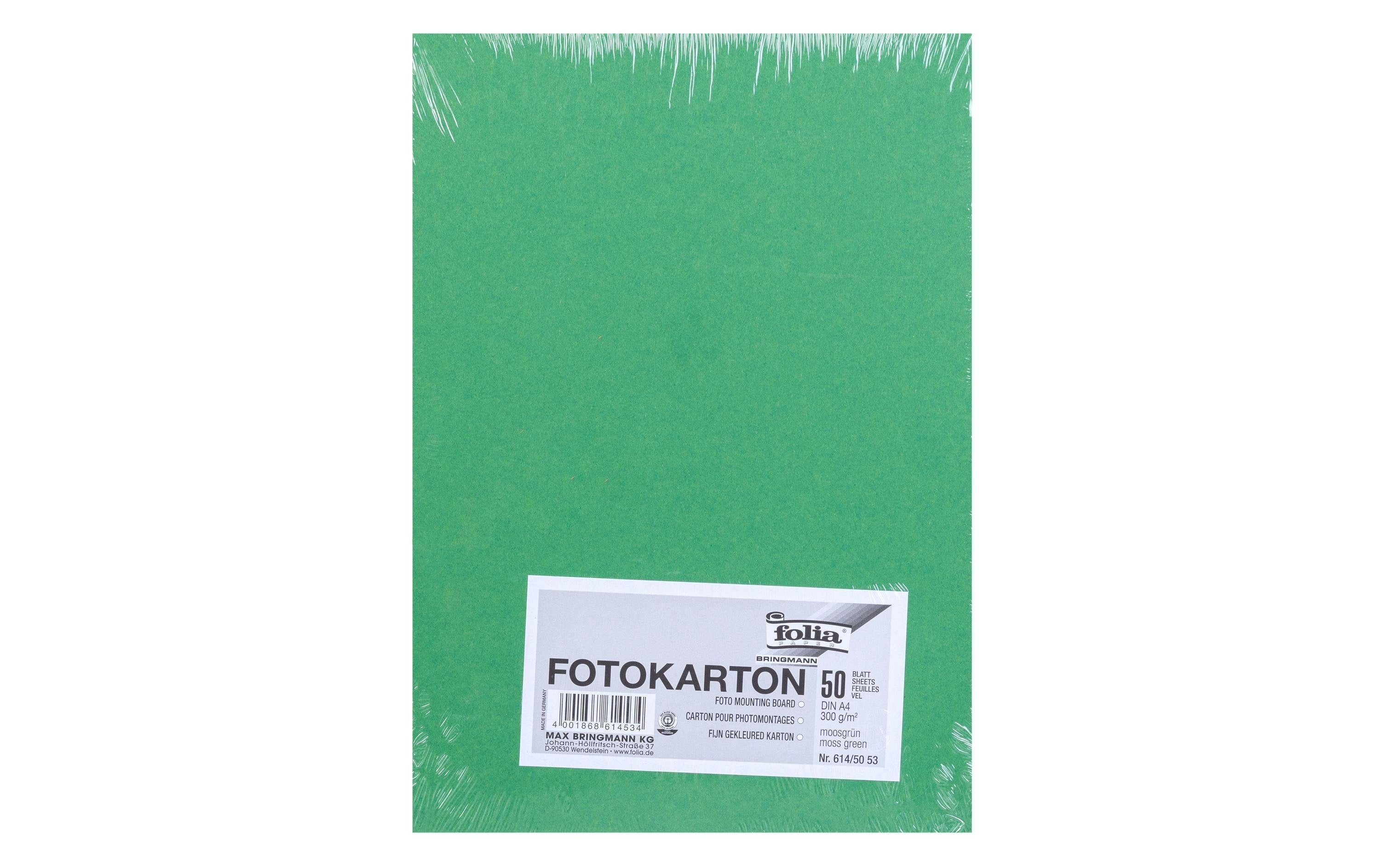 Folia Fotokarton A4, 300 g/m², 50 Blatt, Moosgrün