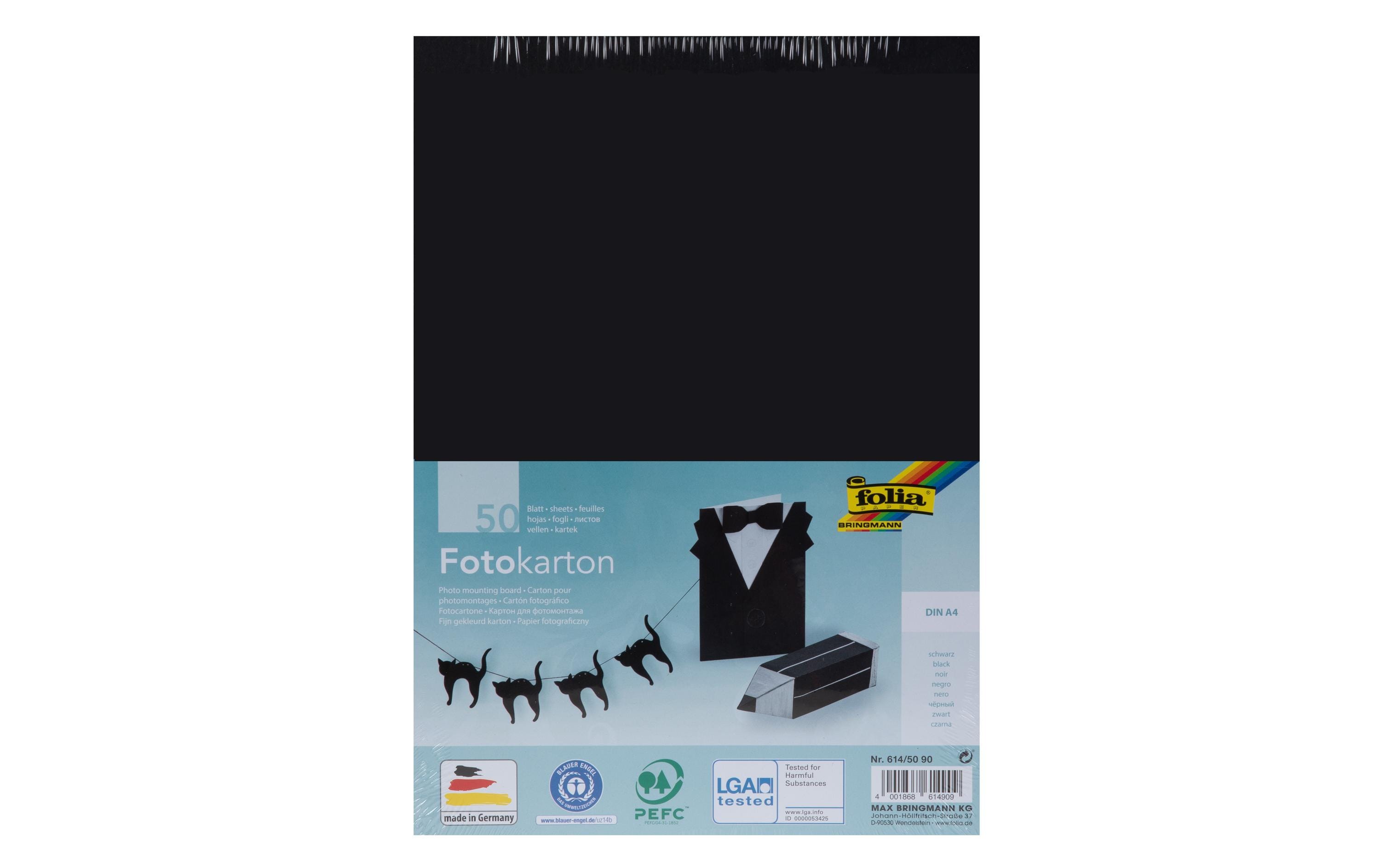 Folia Fotokarton A4, 300 g/m², 50 Blatt, Schwarz