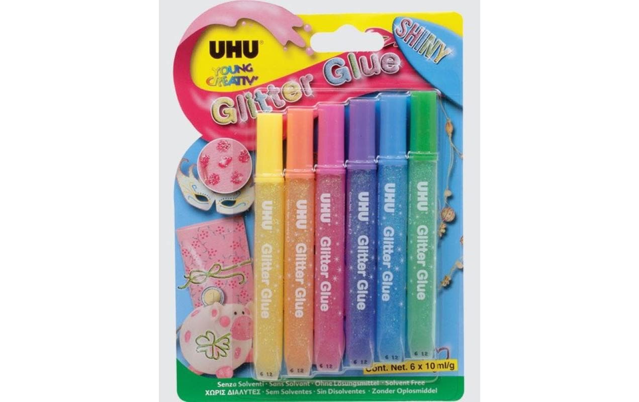 UHU Glitzerstift Glitter Shiny 6 x 10 ml, Mehrfarbig