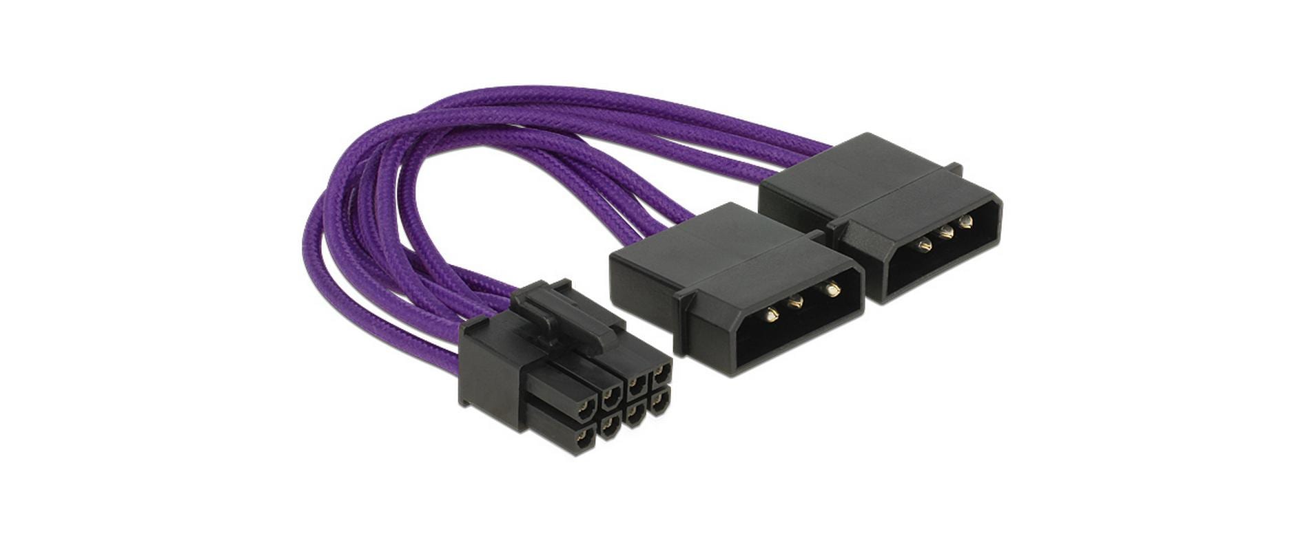 Delock Stromadapter 2x Molex zu 8Pin für Grafikkarte, 15 cm