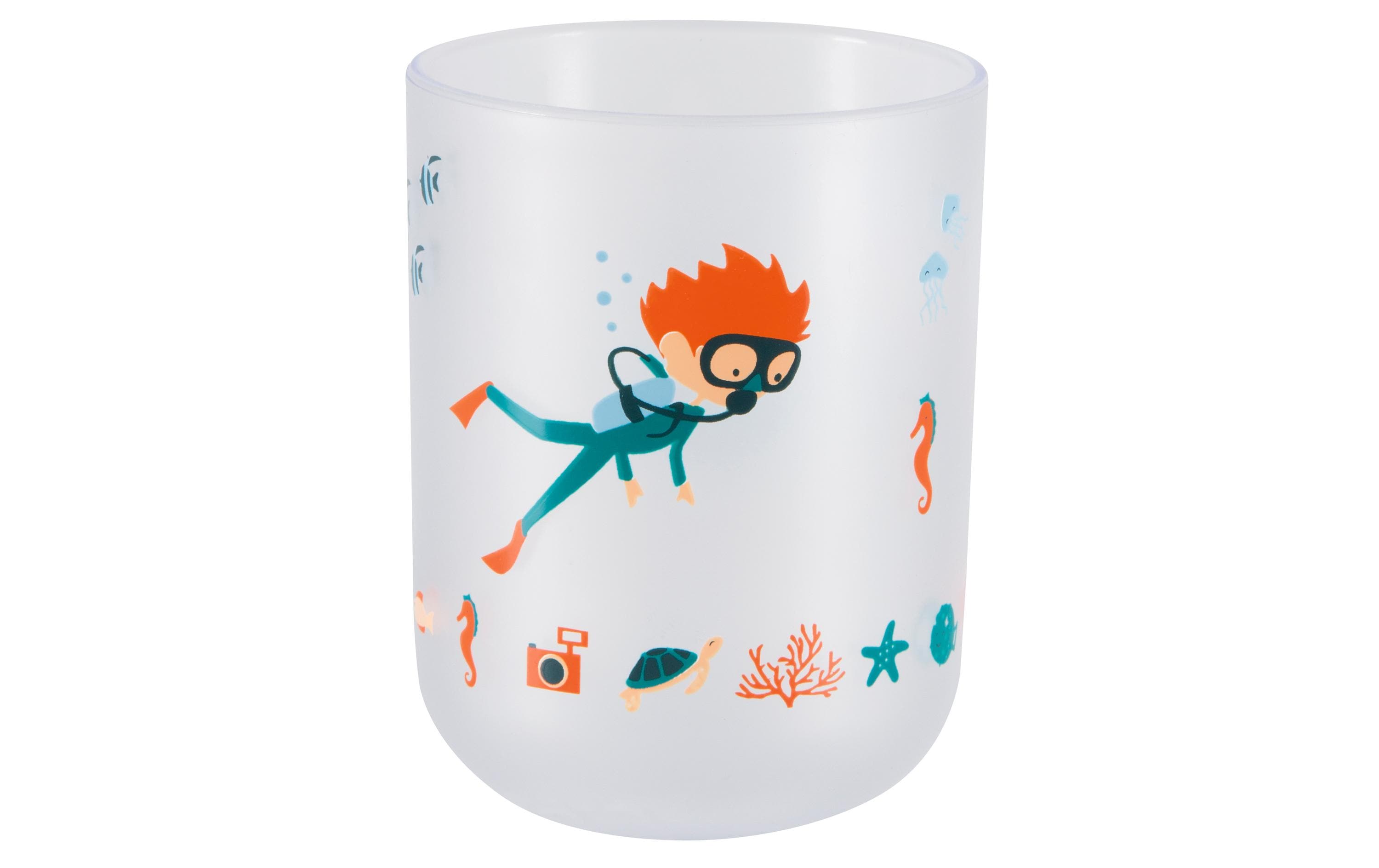 spirella Zahnputzbecher Diver Blau/Orange/Weiss, Kunststoff