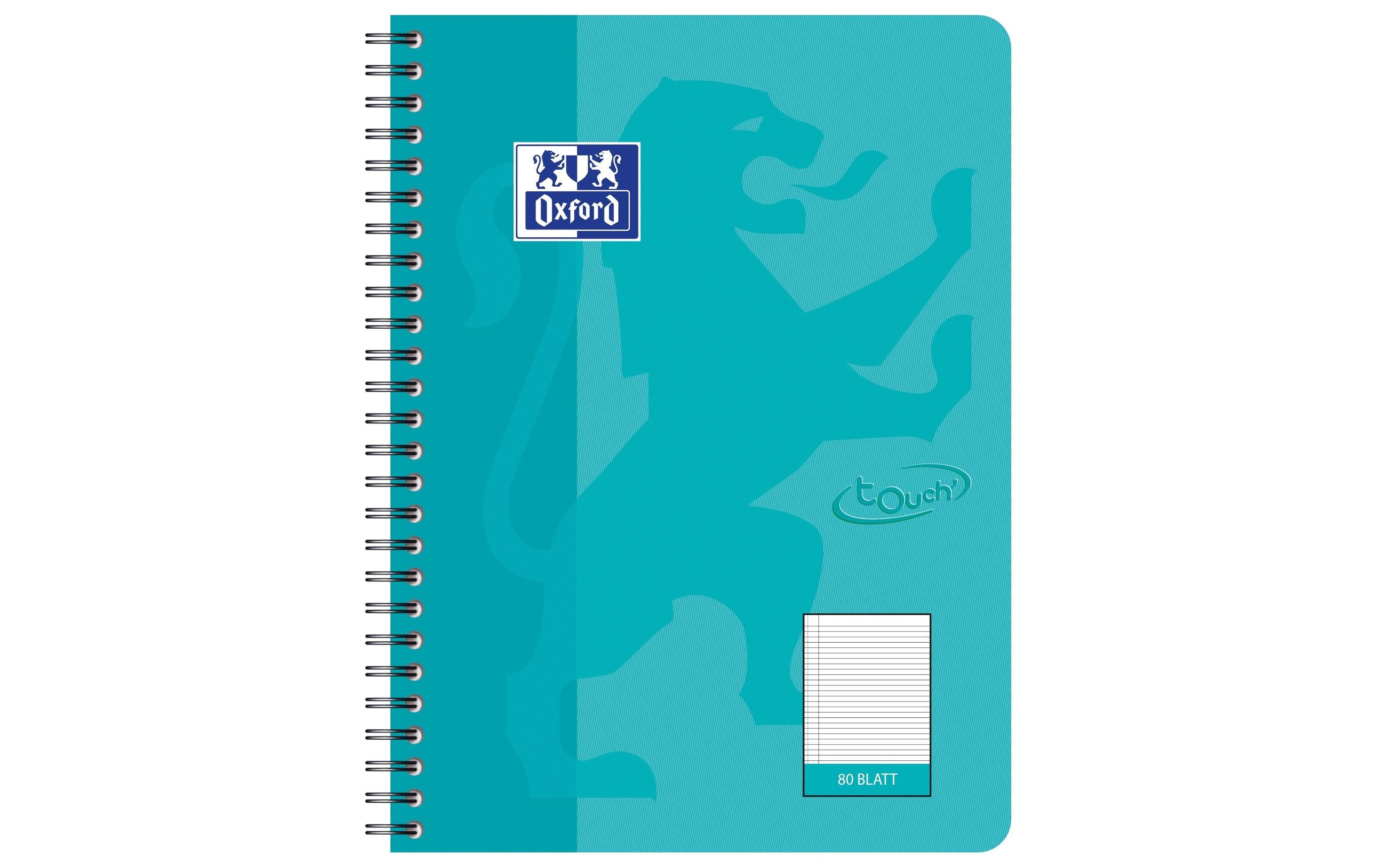 Oxford Notizheft Touch Collegeblock L27, B5, Liniert, Aqua, 5 Stück