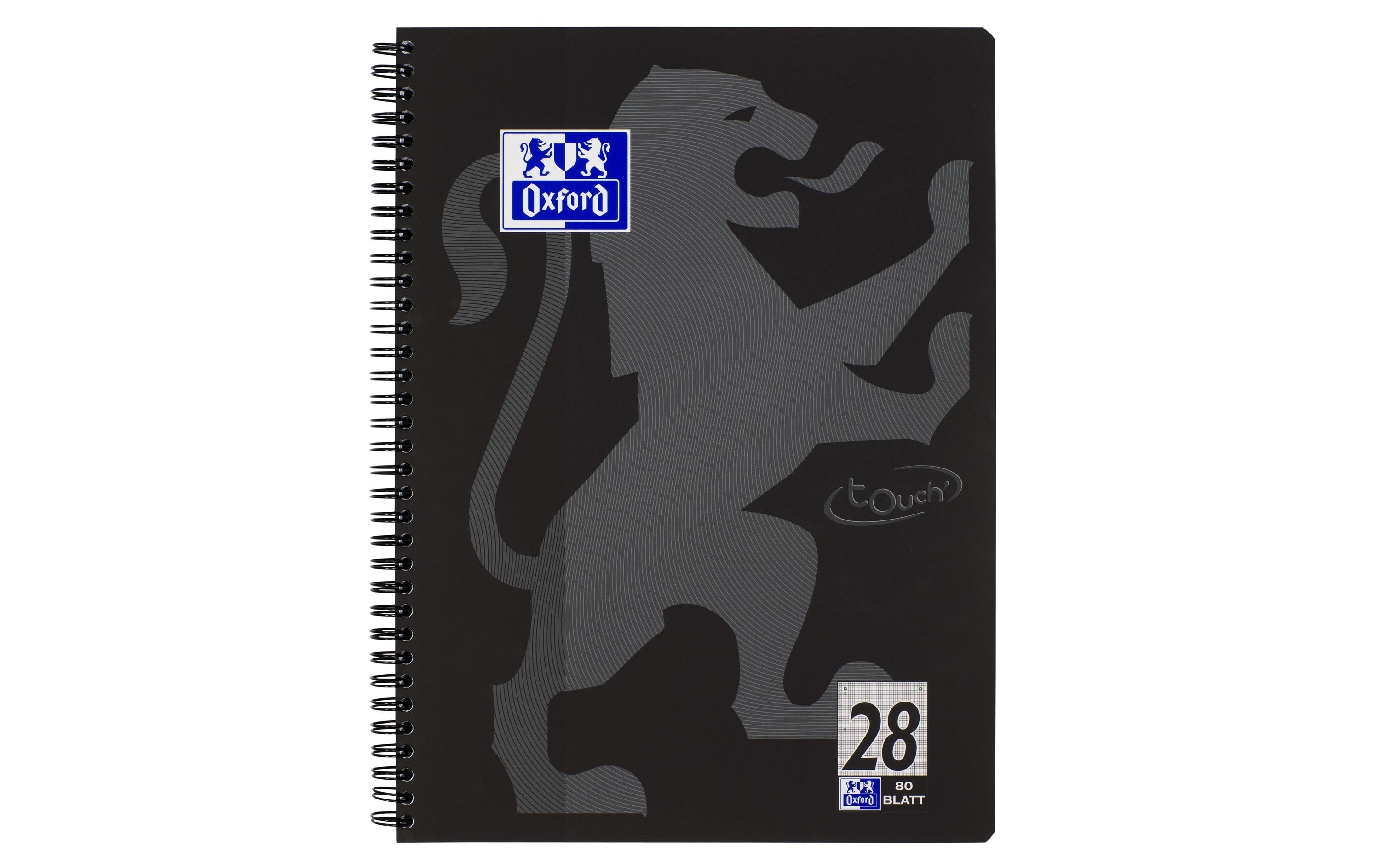 Oxford Notizheft Touch Collegeblock L28, A4 +, Kariert, Schwarz