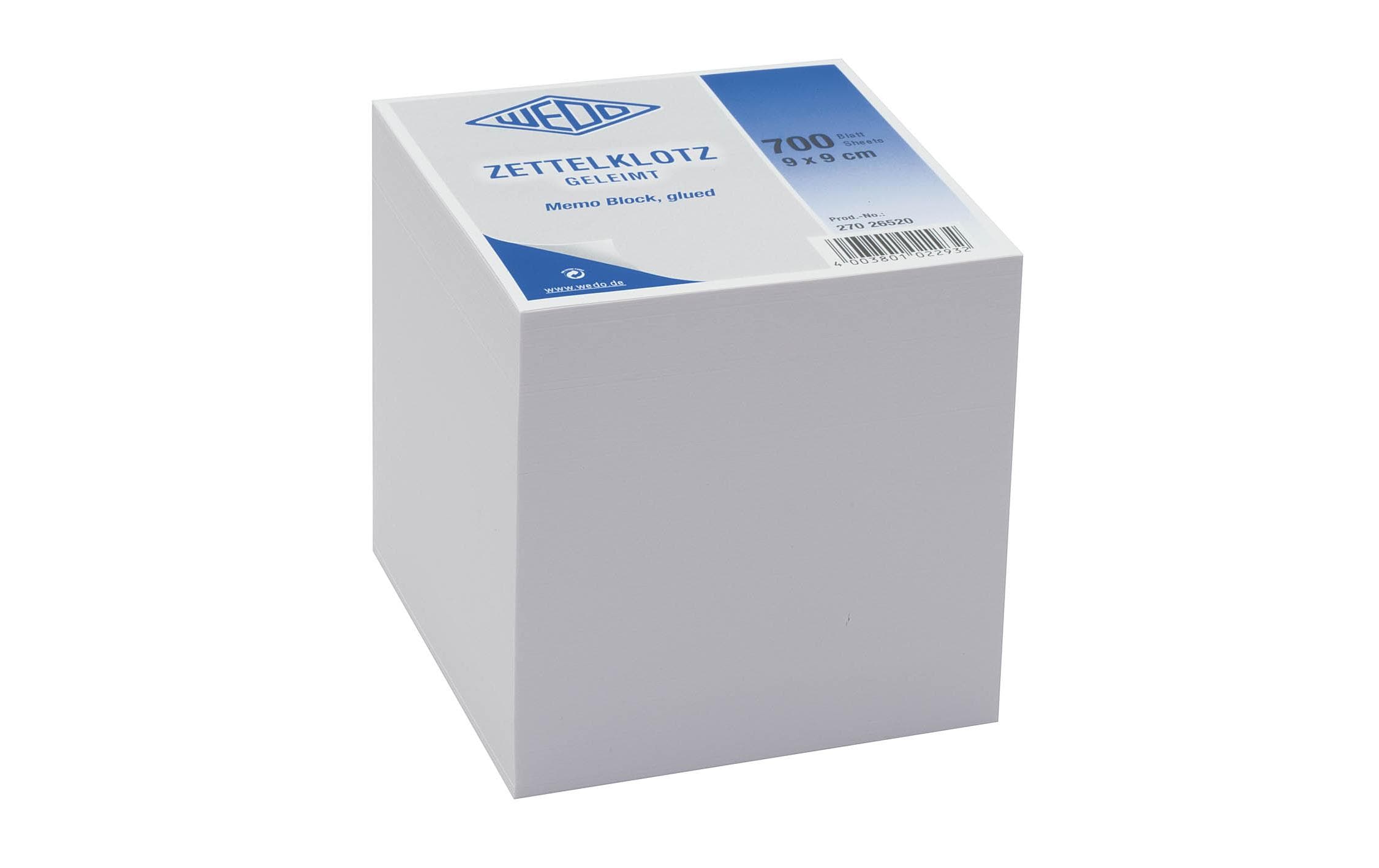 WEDO Notizzettel 9 cm x 9 cm Geleimt, Weiss