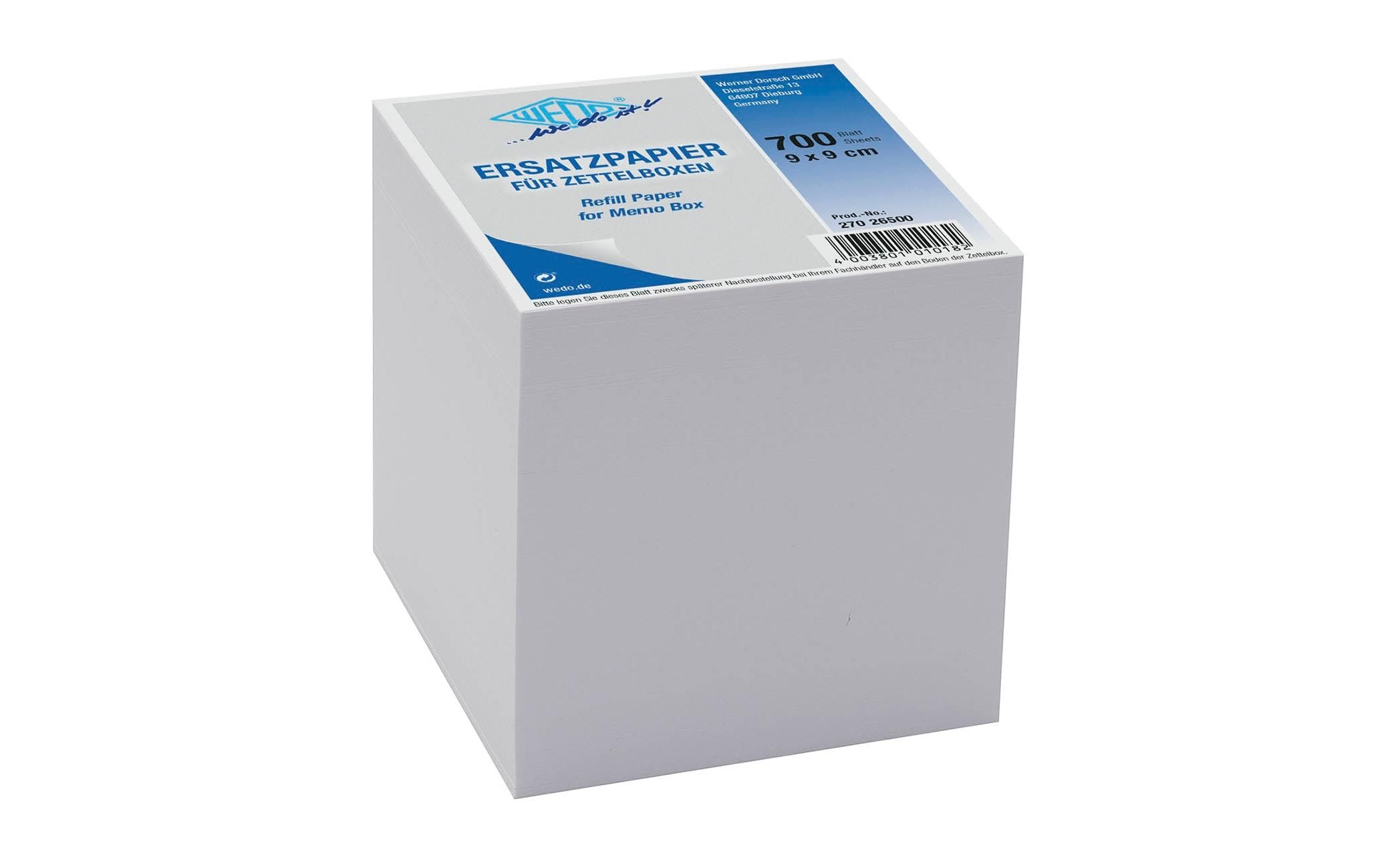 WEDO Notizzettel Box 9 x 9 cm Ersatzpapier Weiss