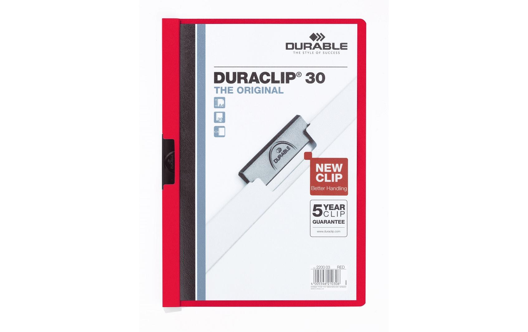 DURABLE Klemmhefter Duraclip 30 A4, Rot