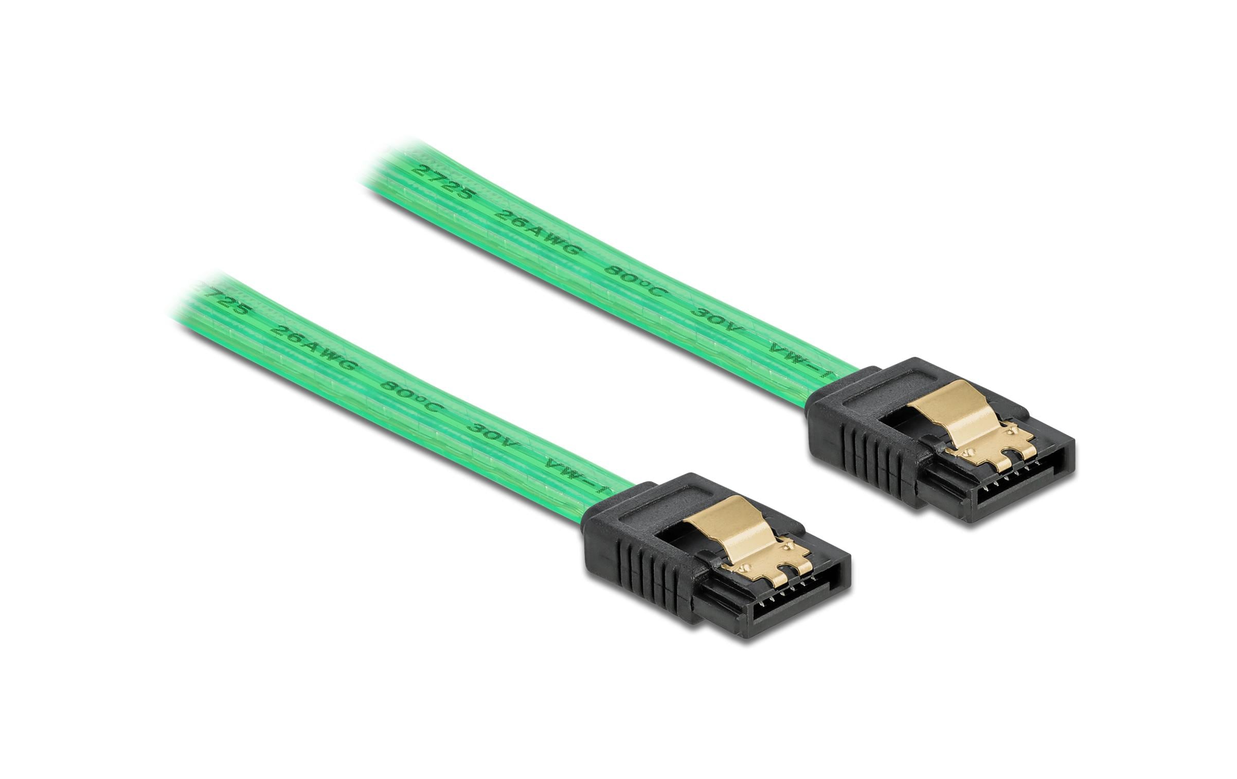 Delock SATA-Kabel UV Leuchteffekt grün 70 cm