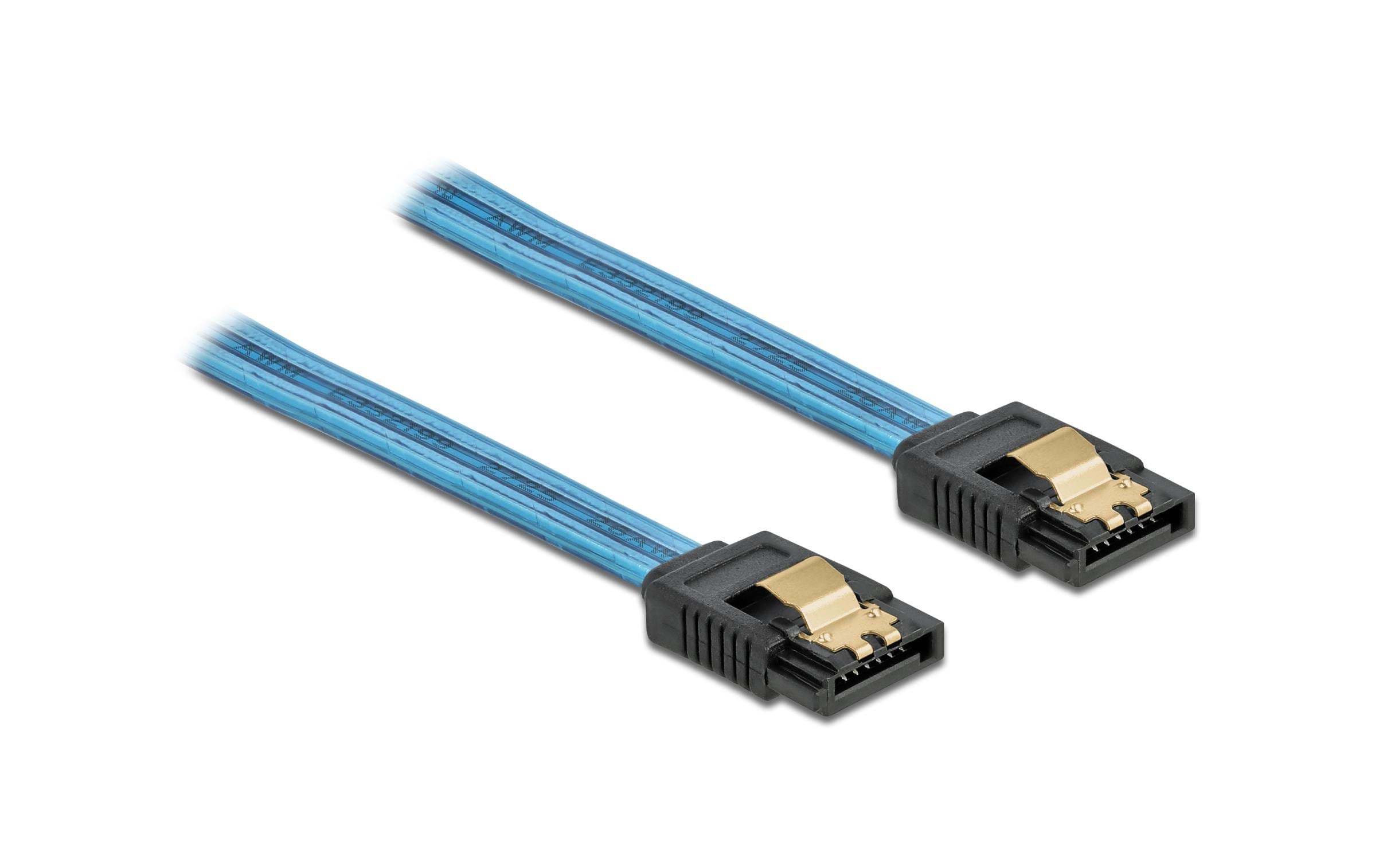 Delock SATA-Kabel UV Leuchteffekt blau 30 cm