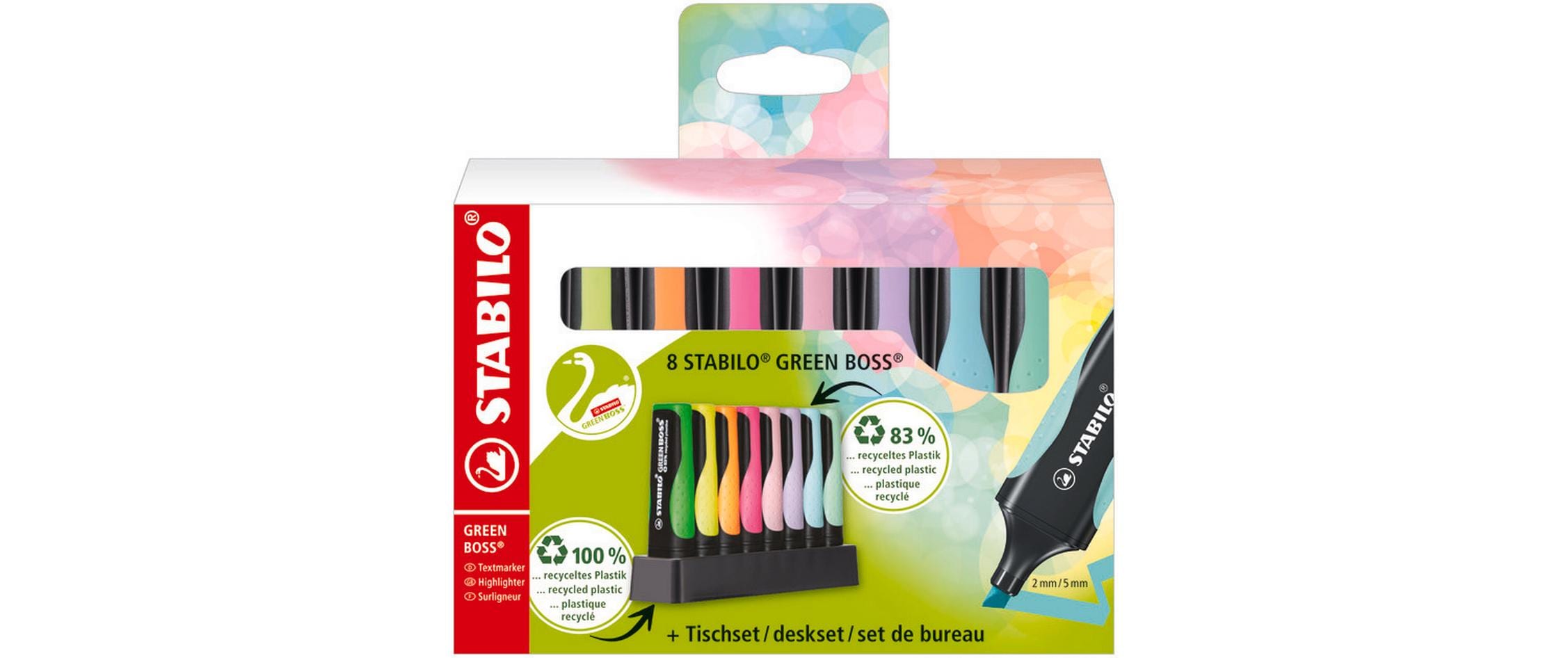 STABILO Textmarker Green Boss Tischset, 8 Stück