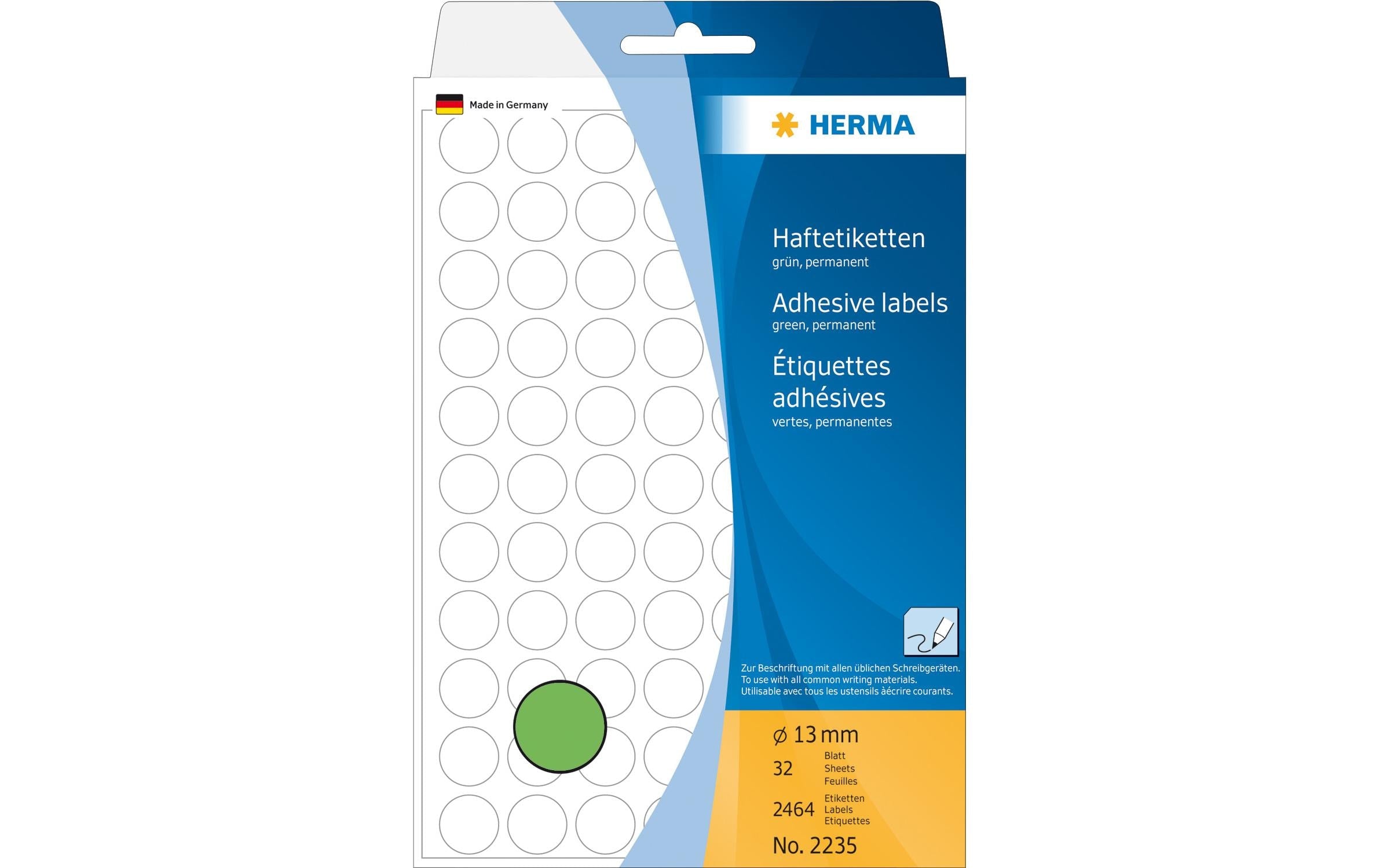 HERMA Vielzweck-Etiketten 2235 Ø 13 mm, 32 Blatt, Grün
