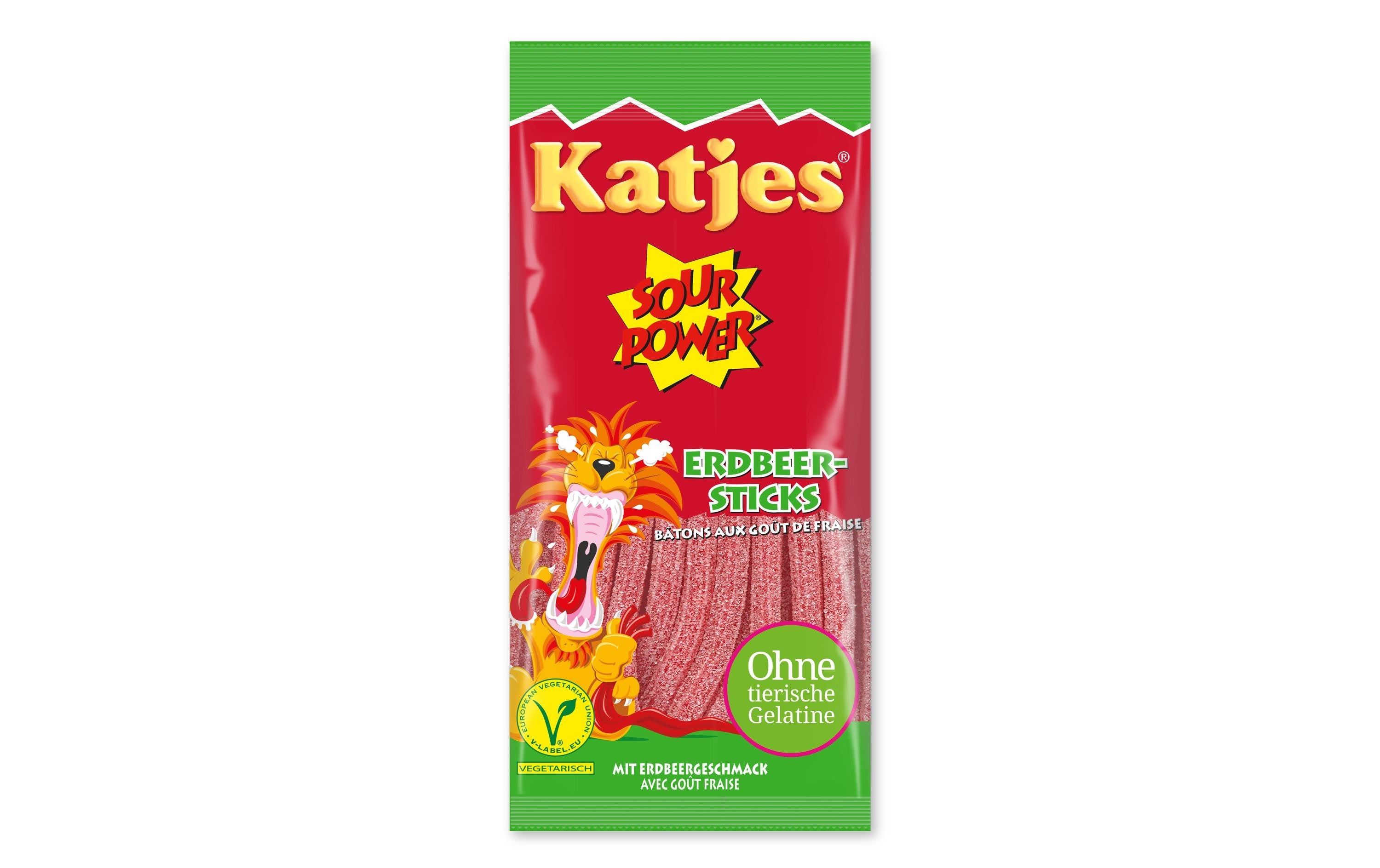 Katjes Sour Power Erdbeer Sticks 100 g