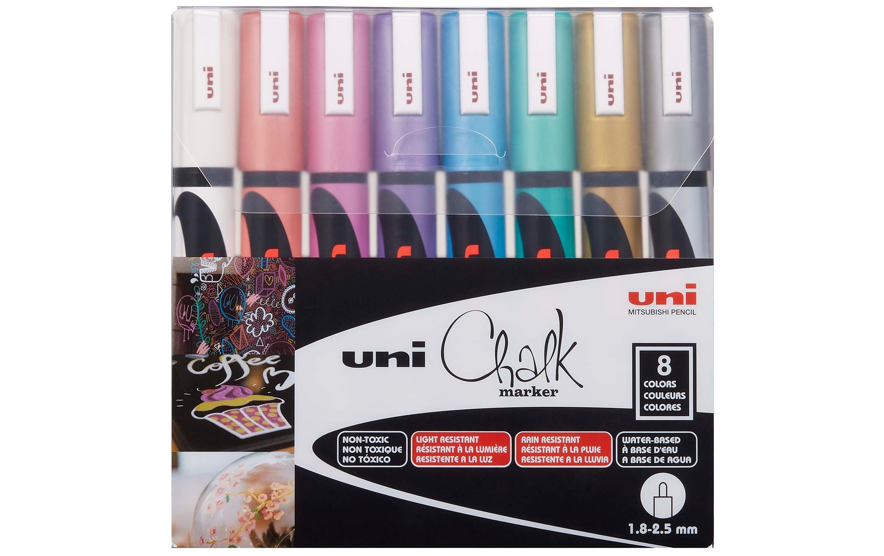 Uni Kreidemarker Uni CHALK 1.8-2.5 mm Metallic Mehrfarbig 8 Stk