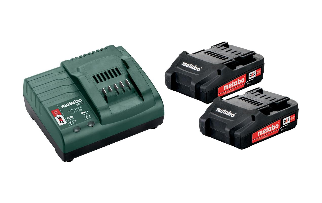 Metabo Akku und Ladegerät Basic-Set 2 x 2.0 Ah 18 V