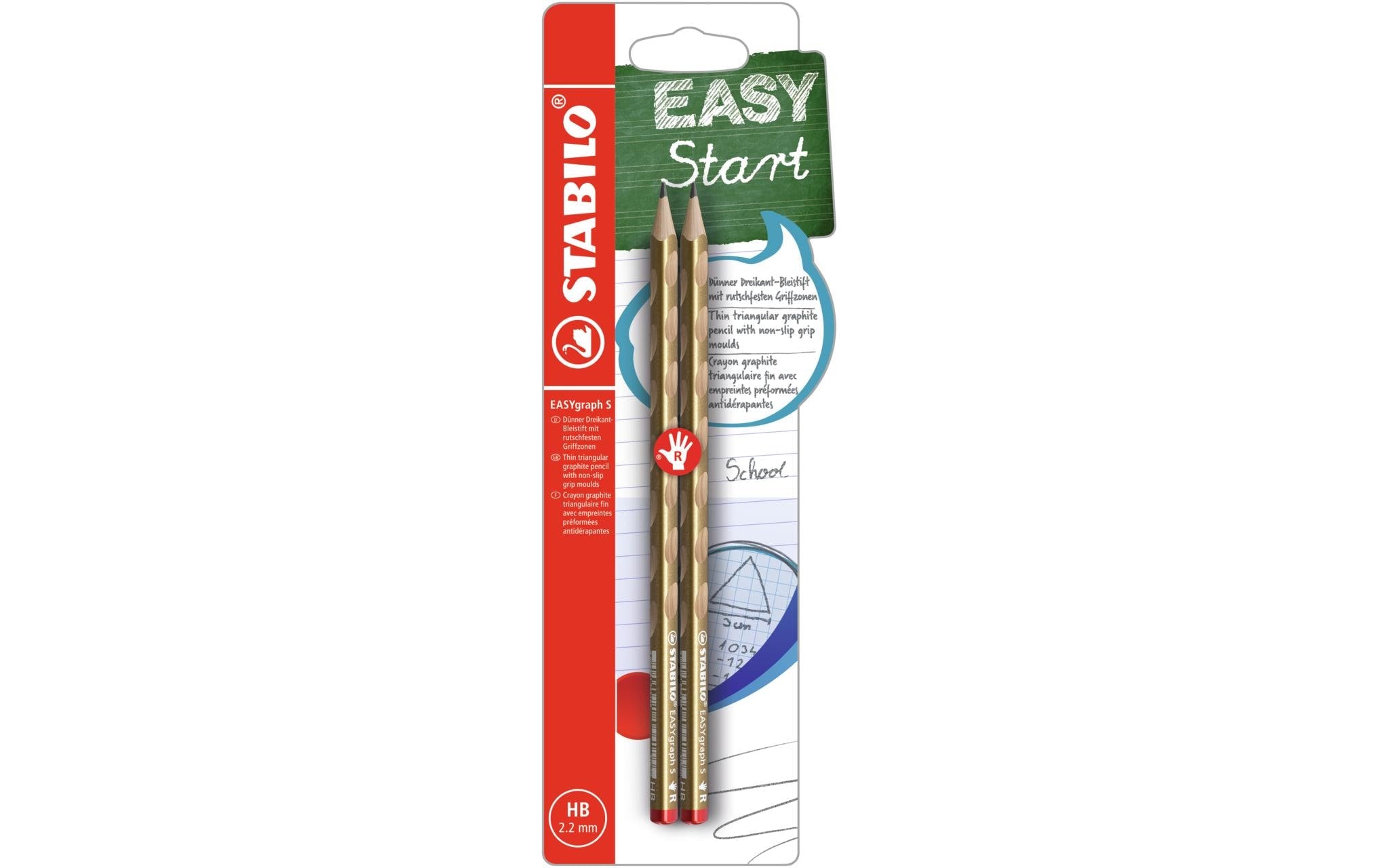 STABILO Bleistift EASYgraph S Metallic Rechtshänder, 2 Stück, Gold