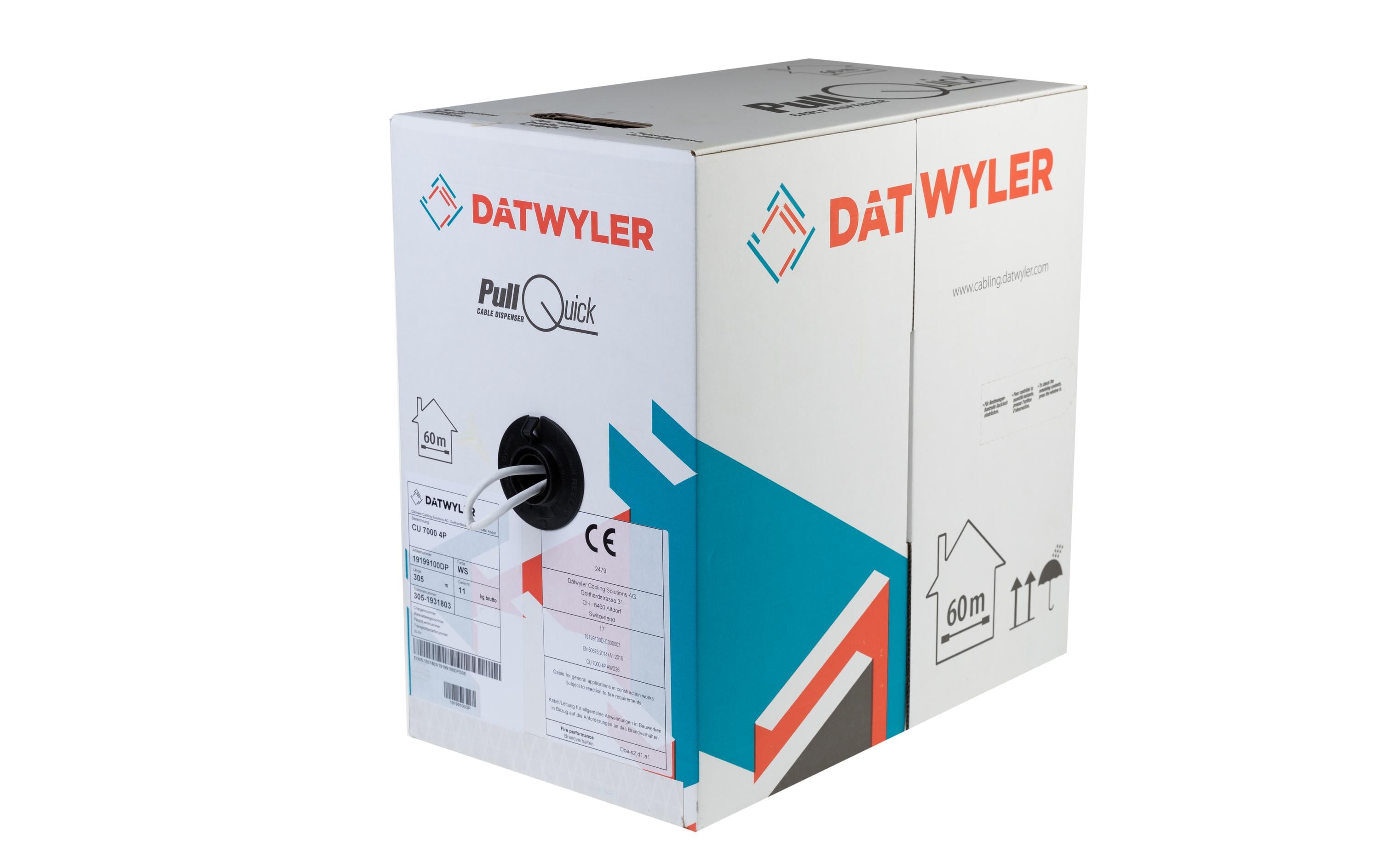 Dätwyler IT Infra Verlegekabel CU 7000 4P Home Cat 7, S/FTP, 305 m, Weiss