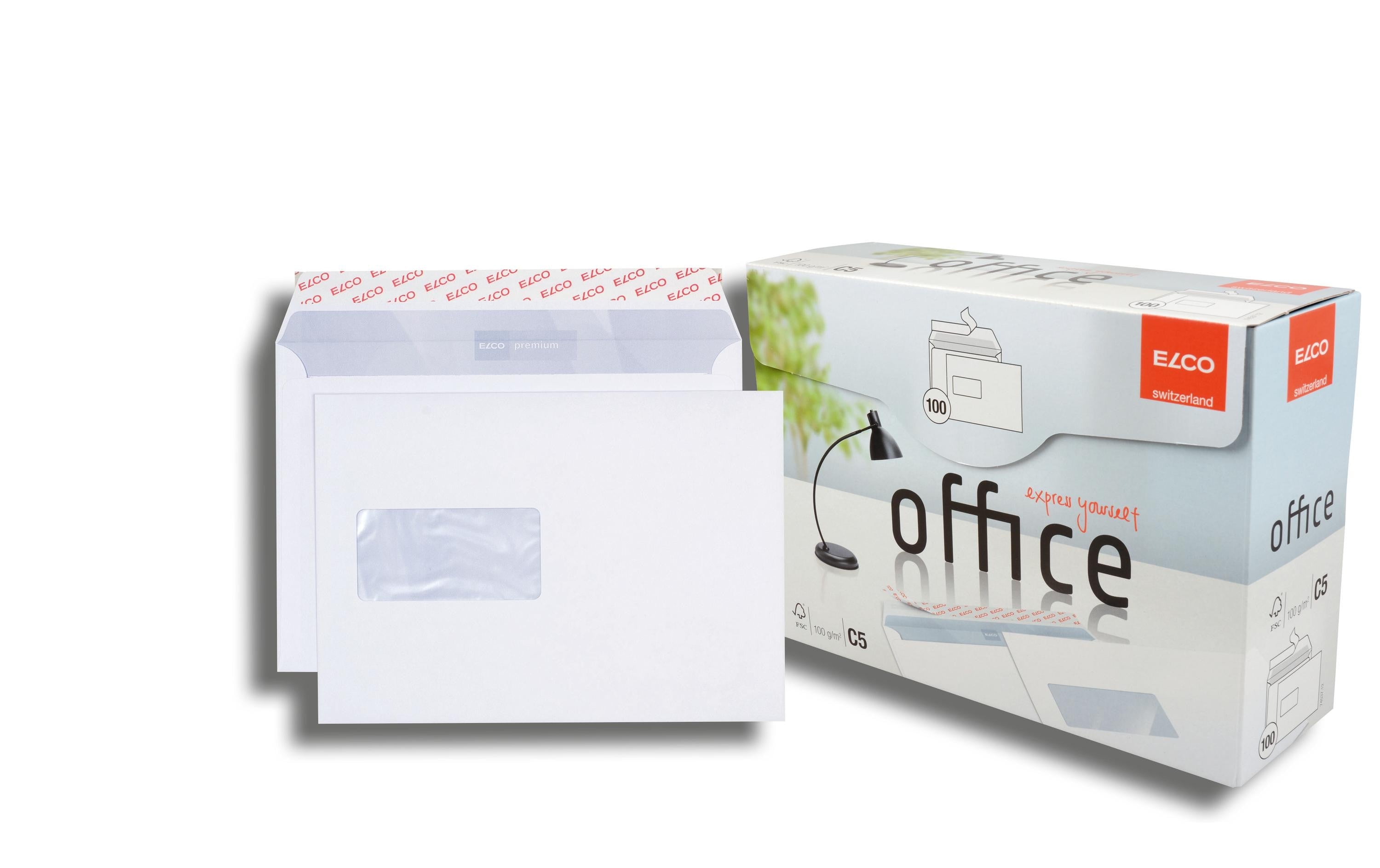 ELCO Couvert Office Box C5 mit Fenster links, 100 Stück