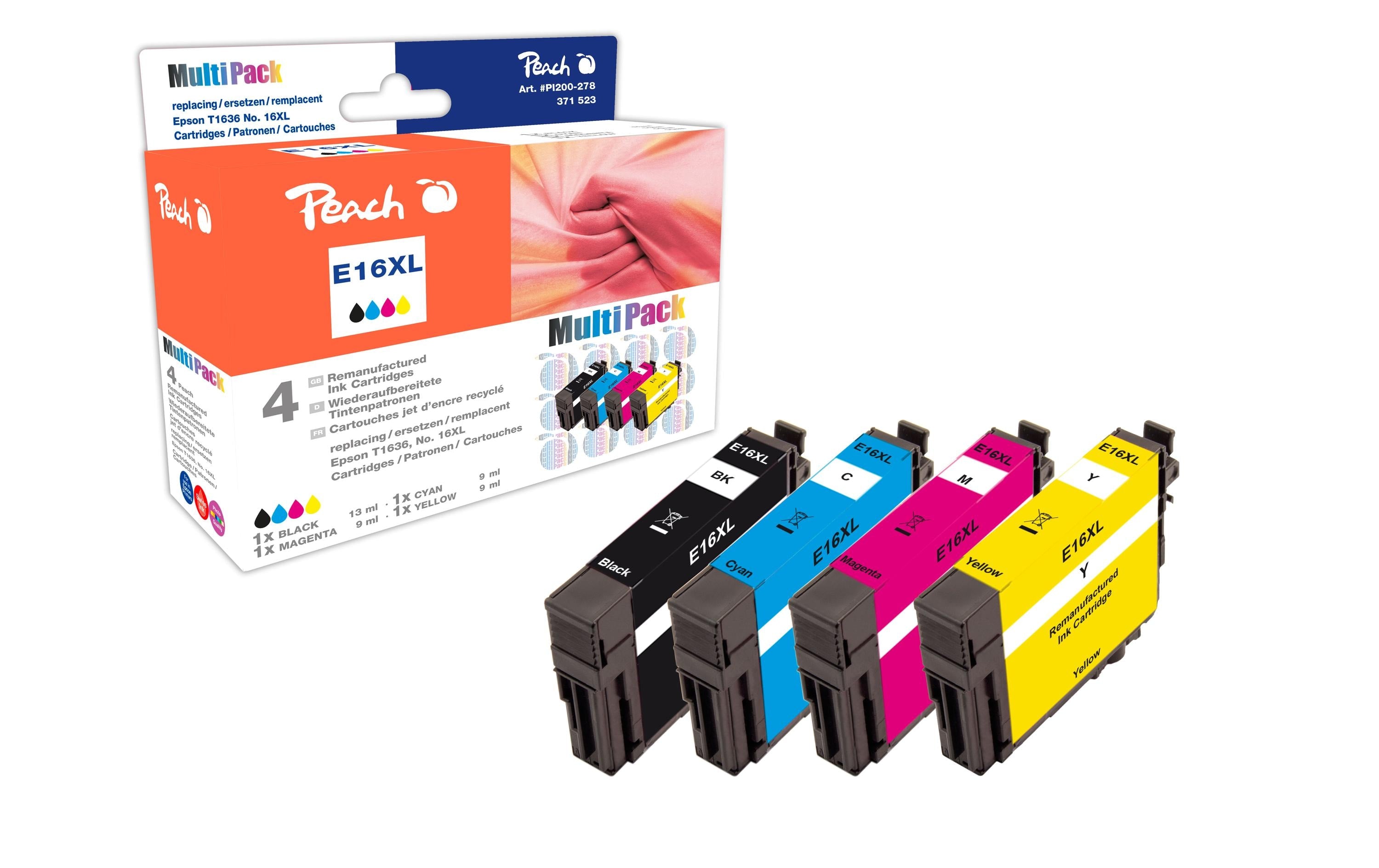Peach Tinte Epson No 16XL (T1636) 1x BK, C, M, Y