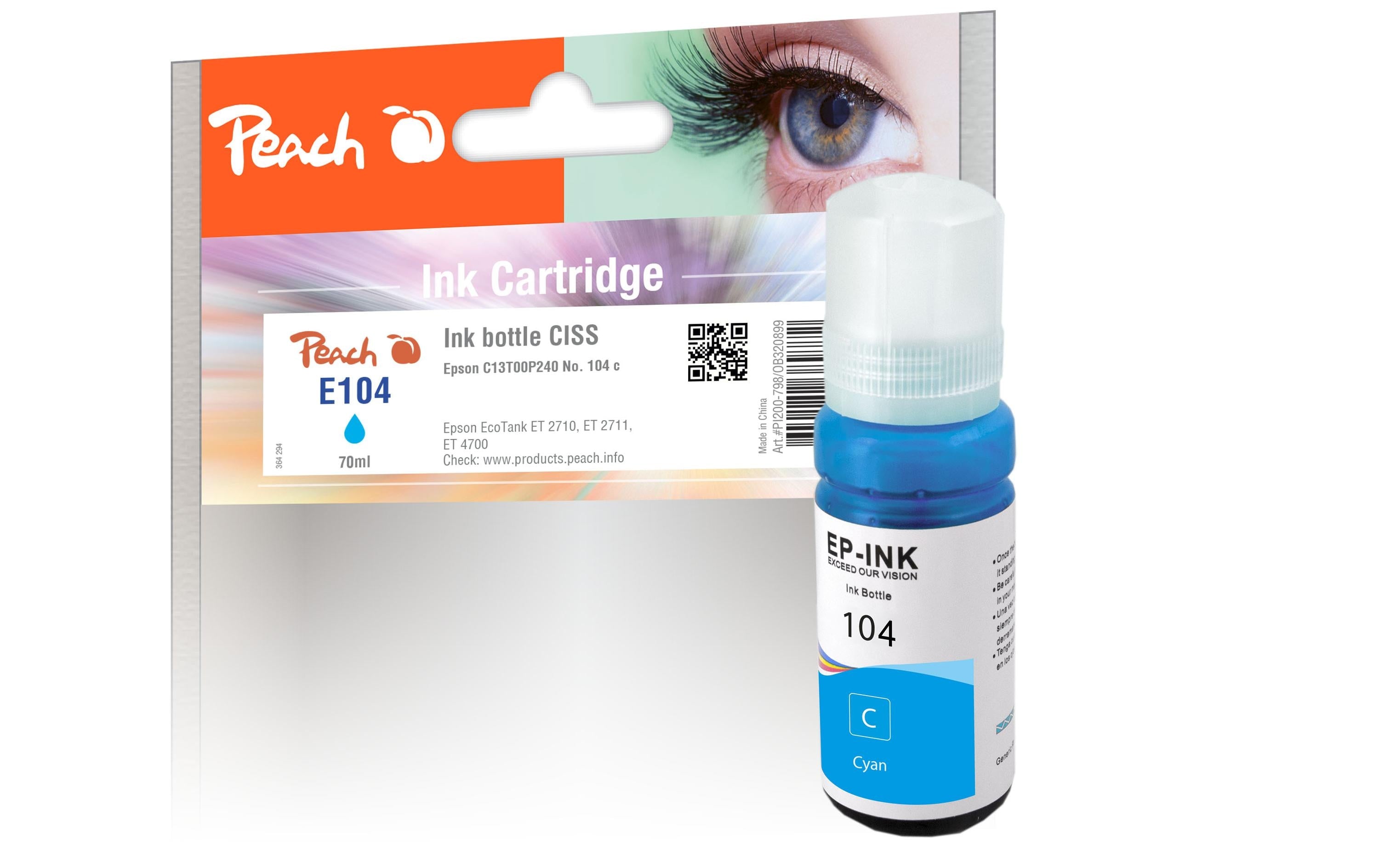 Peach Tinte Epson 104 (C13T00P240) Cyan