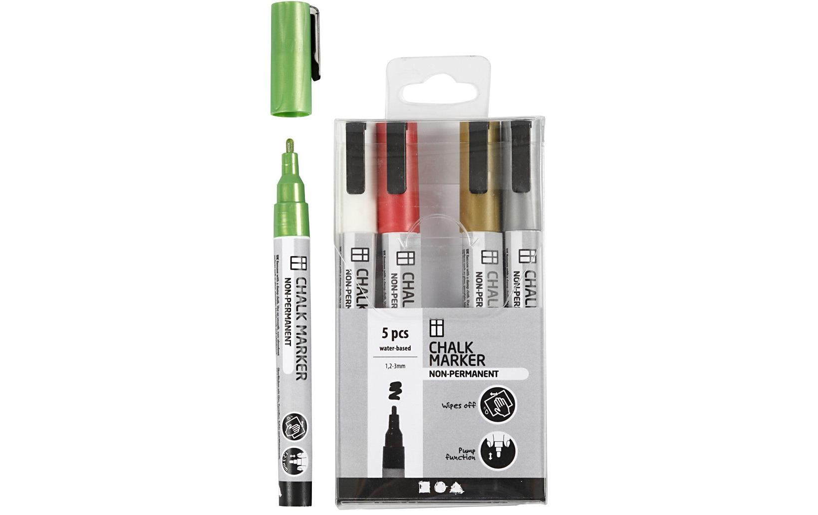 Creativ Company Kreidemarker Metallic 5 Stück, Mehrfarbig